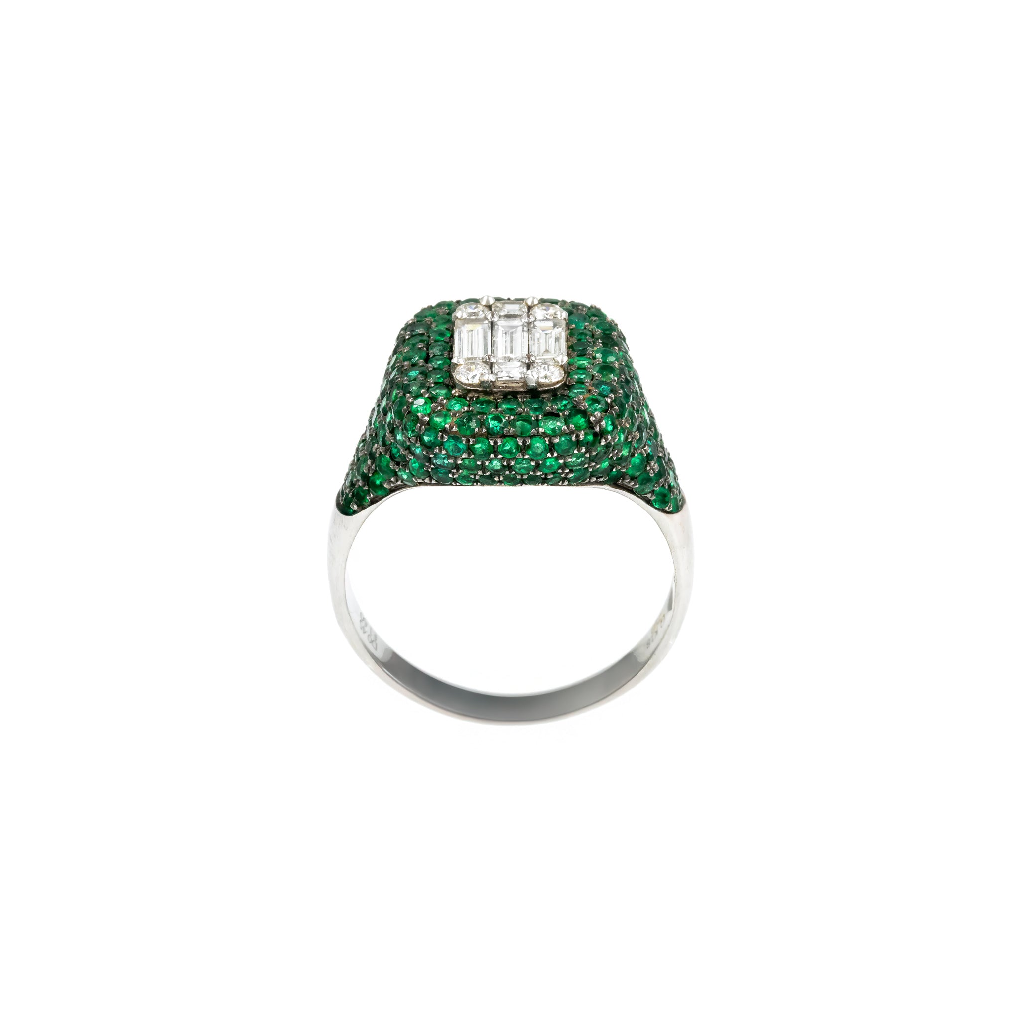 Anel Foliage de esmeralda e diamante