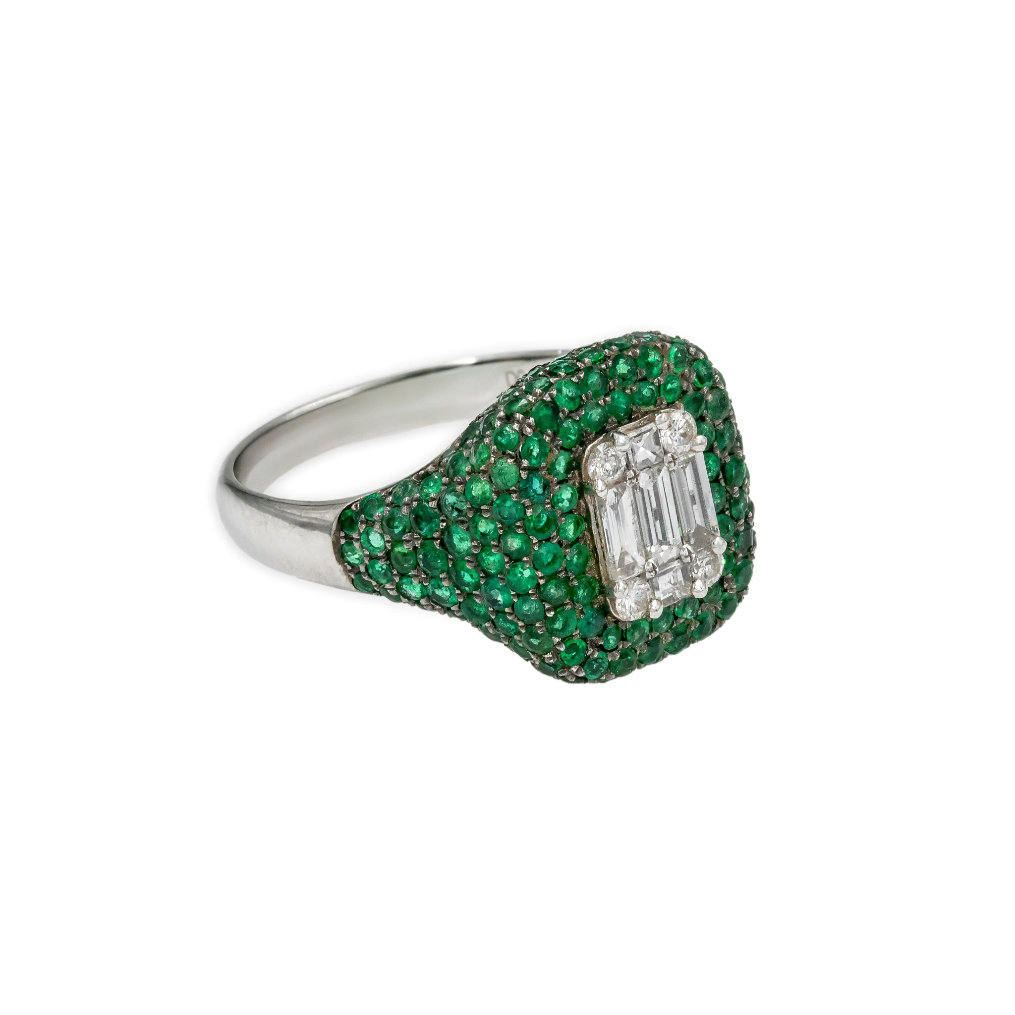 Anel Foliage de esmeralda e diamante