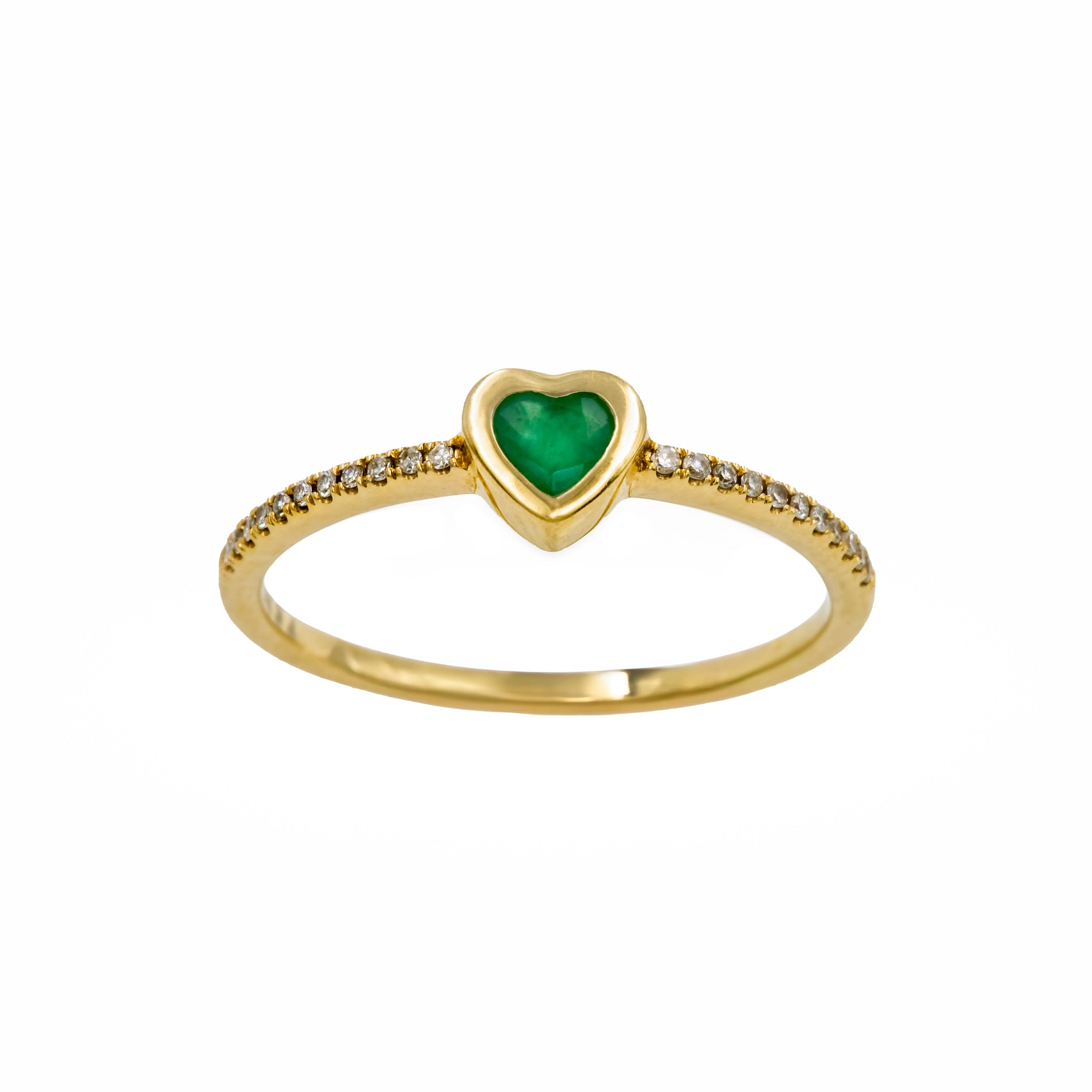 Anel coração esmeralda Delicado de diamante e ouro 18k