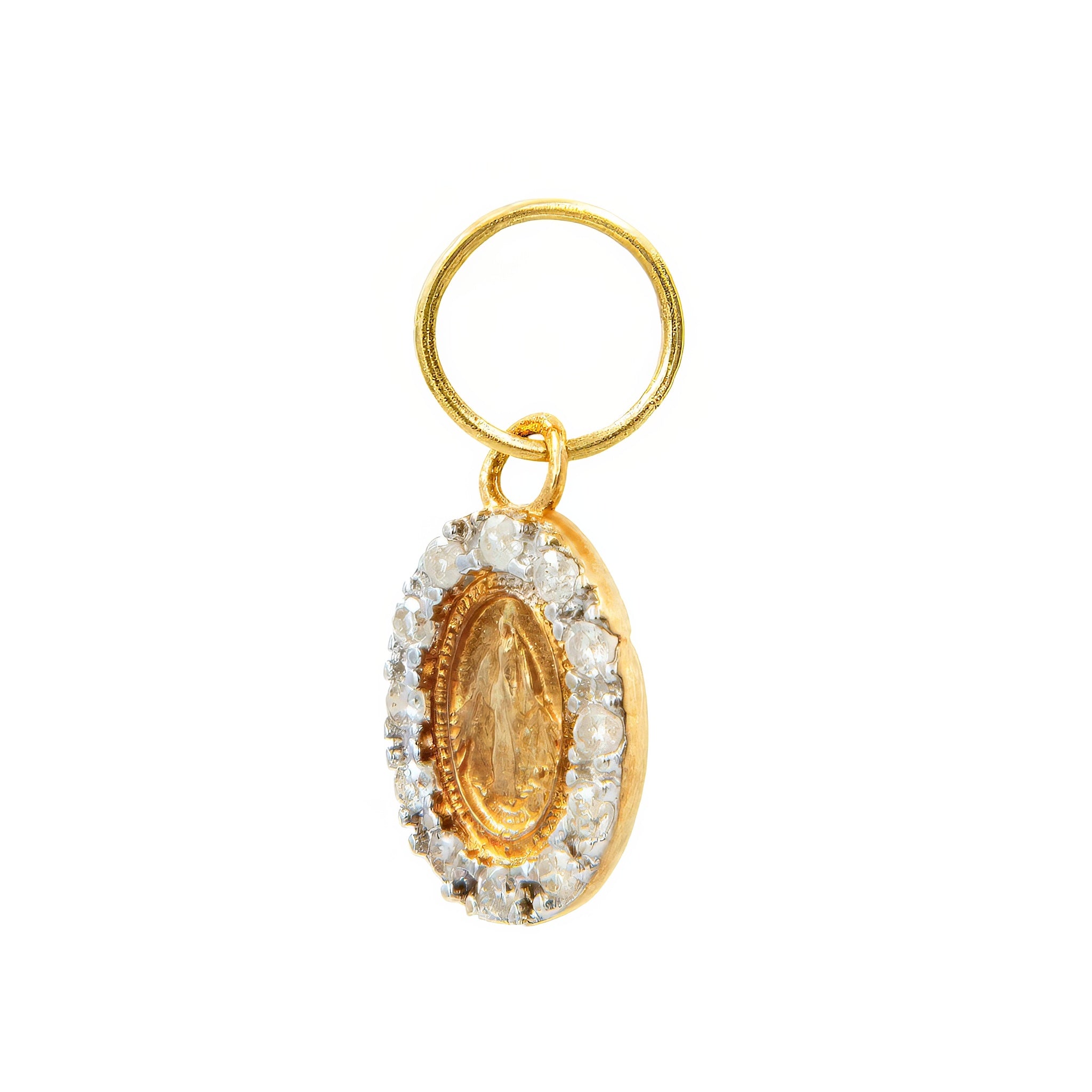 Pingente Nossa Sra Milagrosa de diamante e ouro 18k