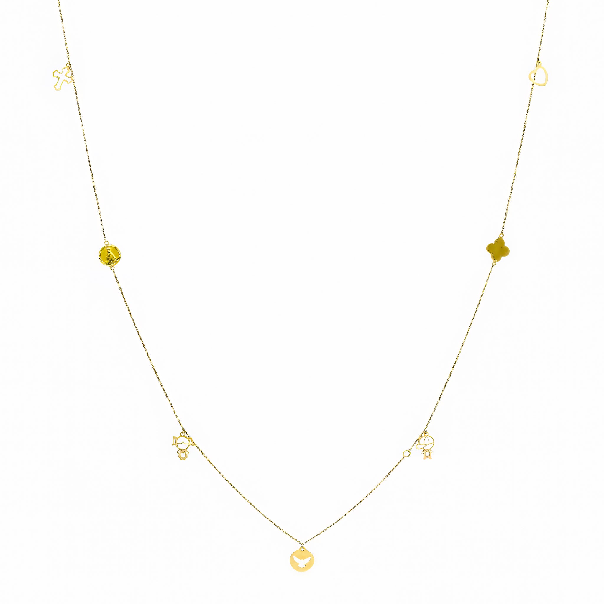 Colar Motivos Elo Português Personalizado em Ouro 18k e 7 Pingentes