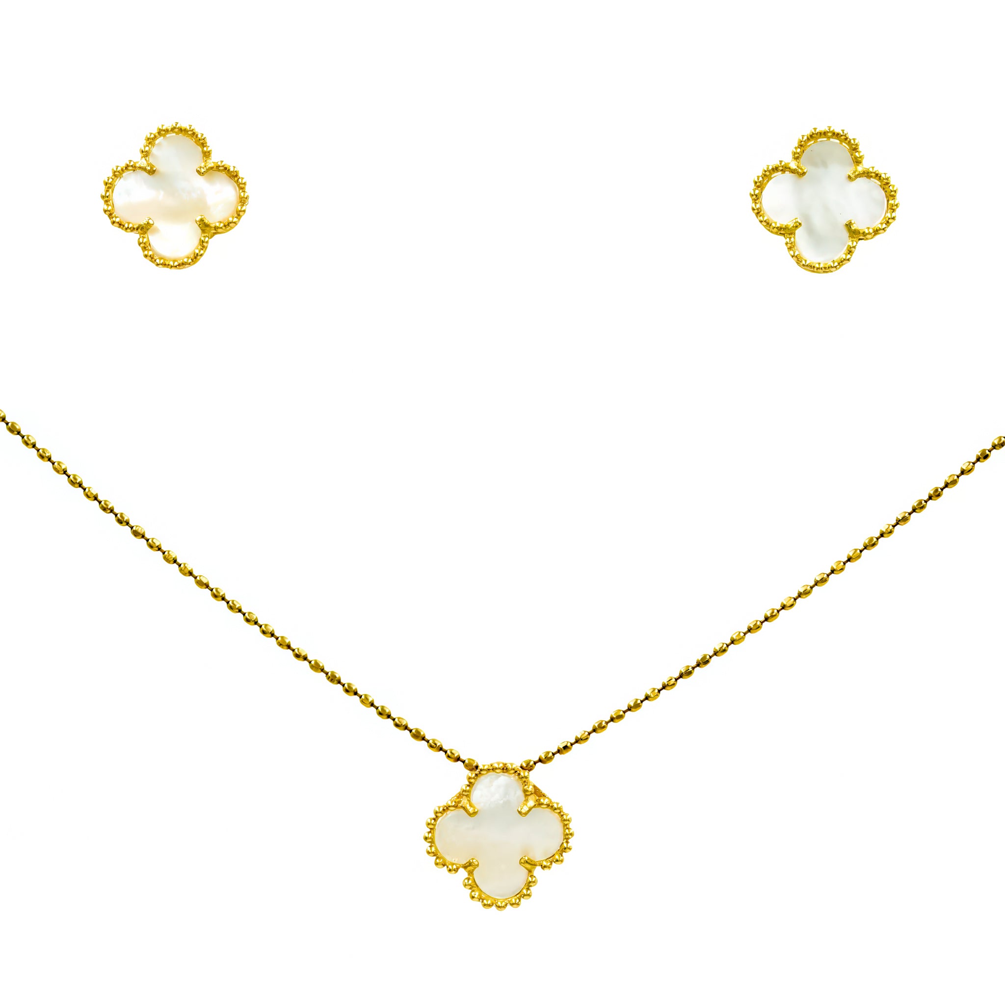 Pingente trevo madreperola ouro 18k