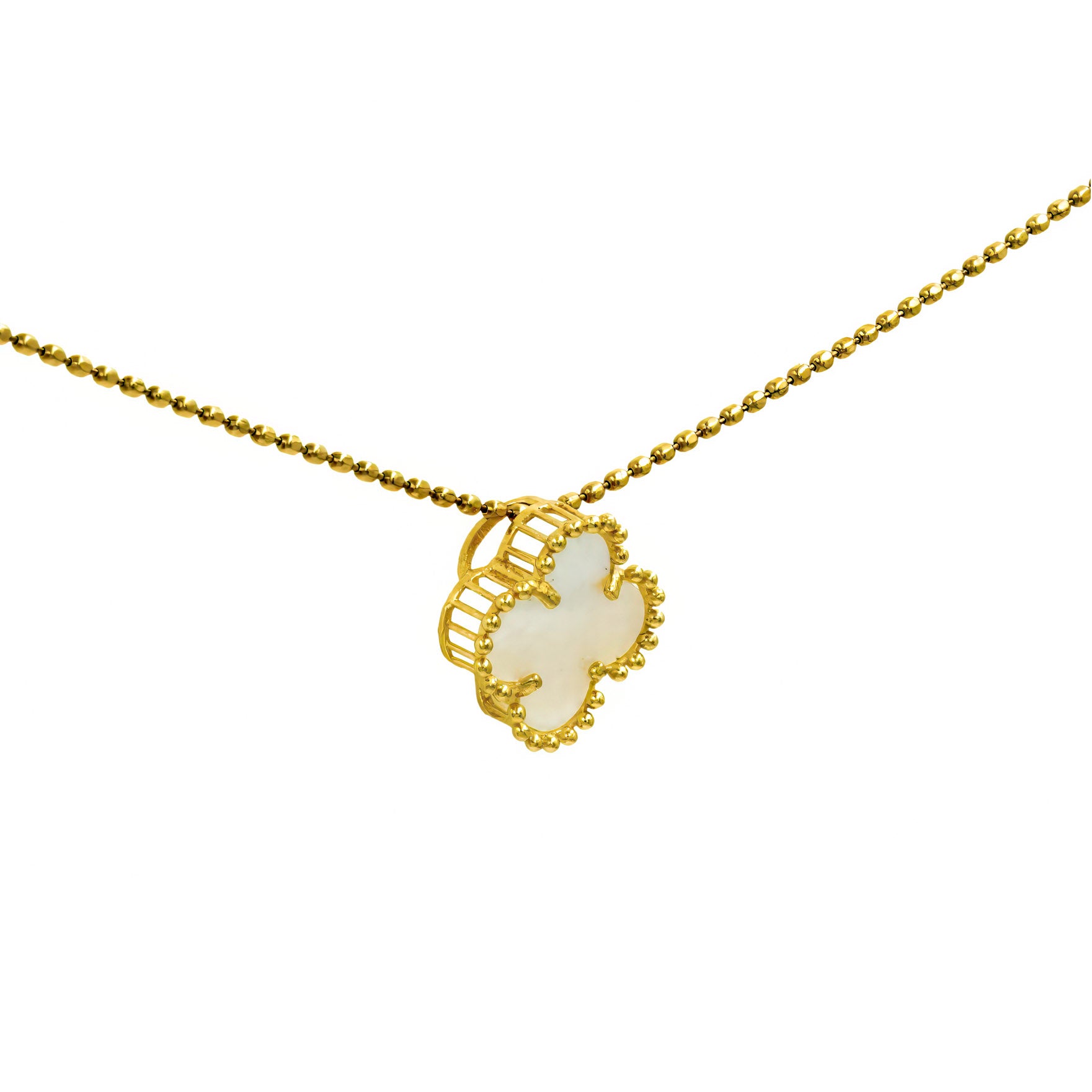 Pingente trevo madreperola ouro 18k