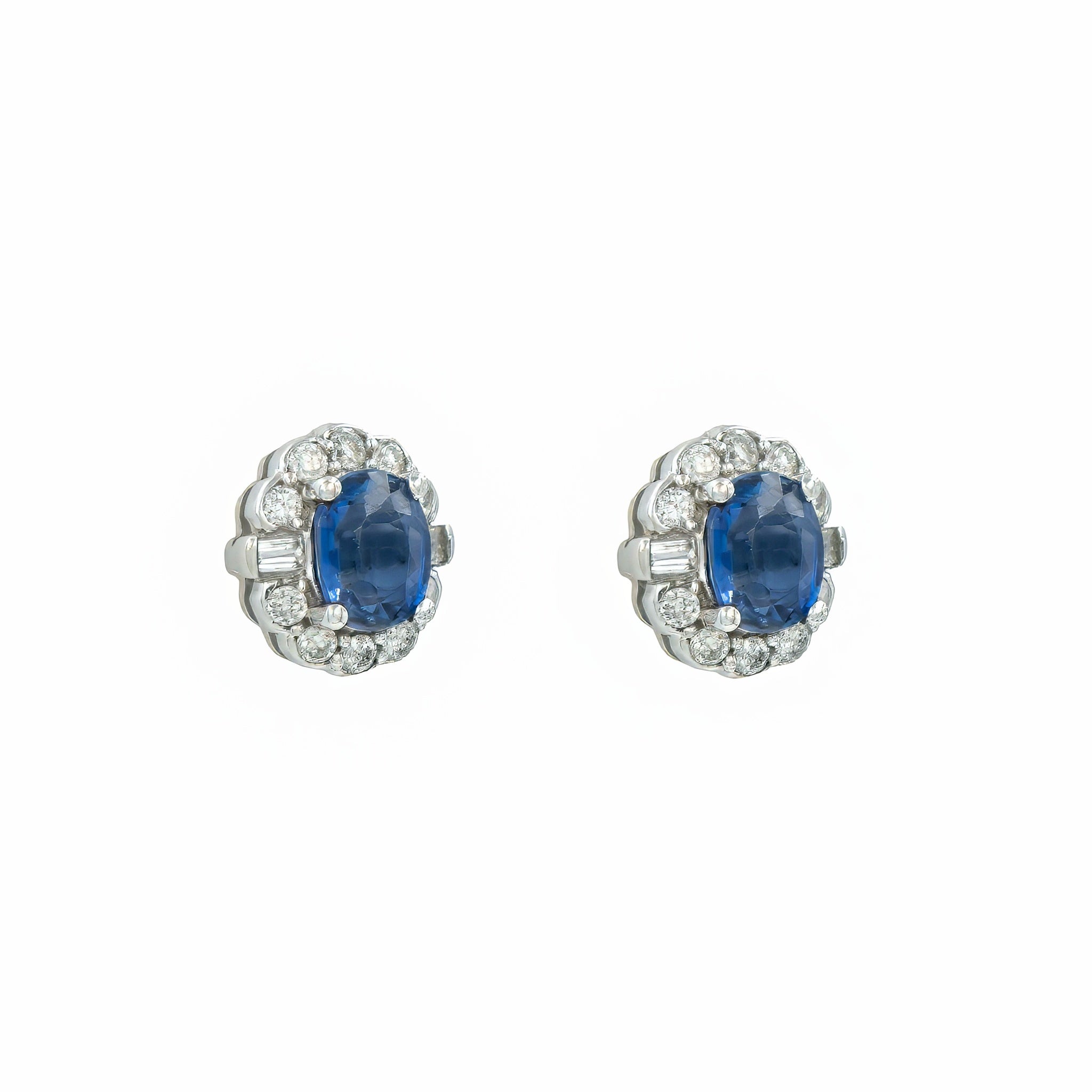 Brinco classic rock de safira, diamante e ouro 18k