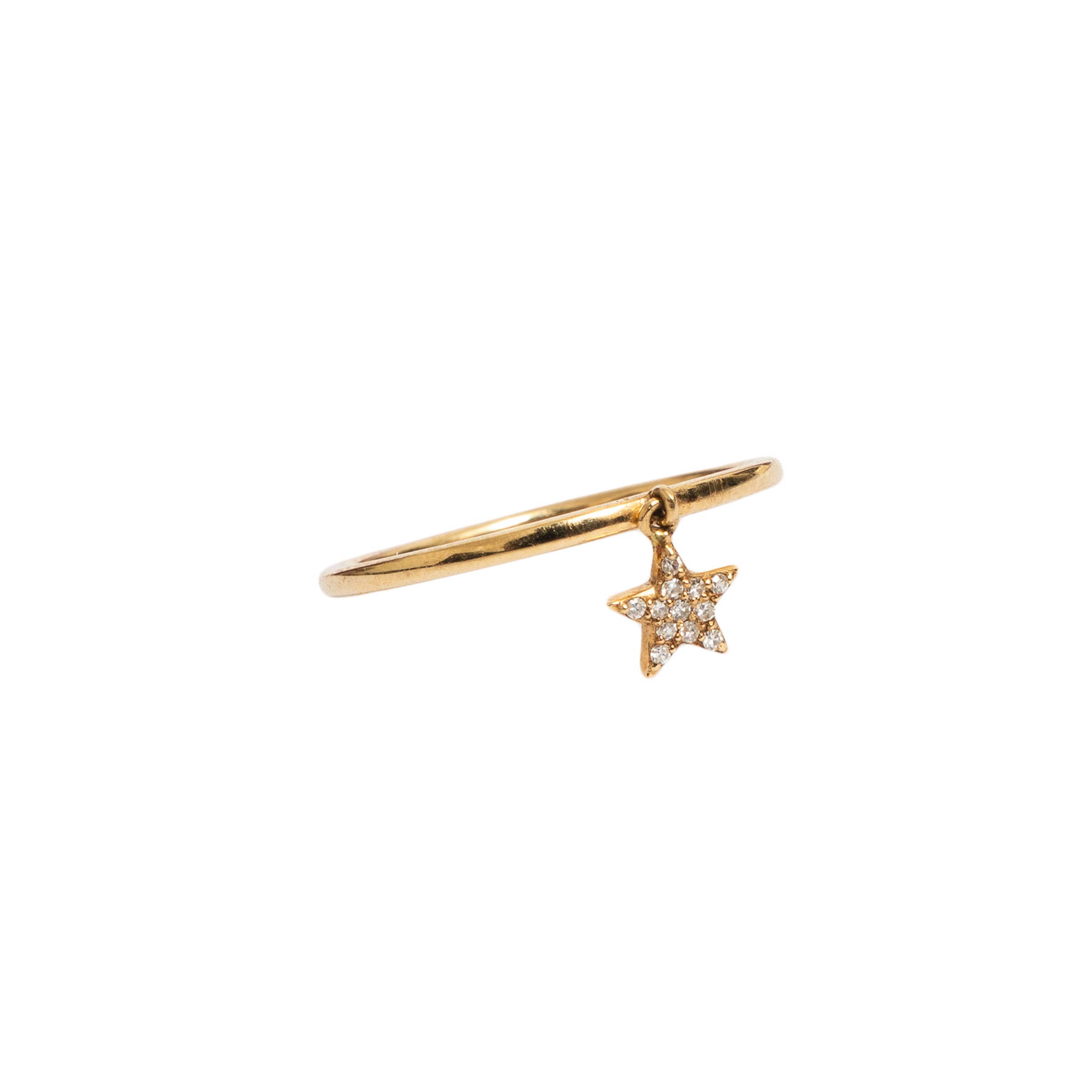 Anel ouro 14k pingente de estrela com diamante