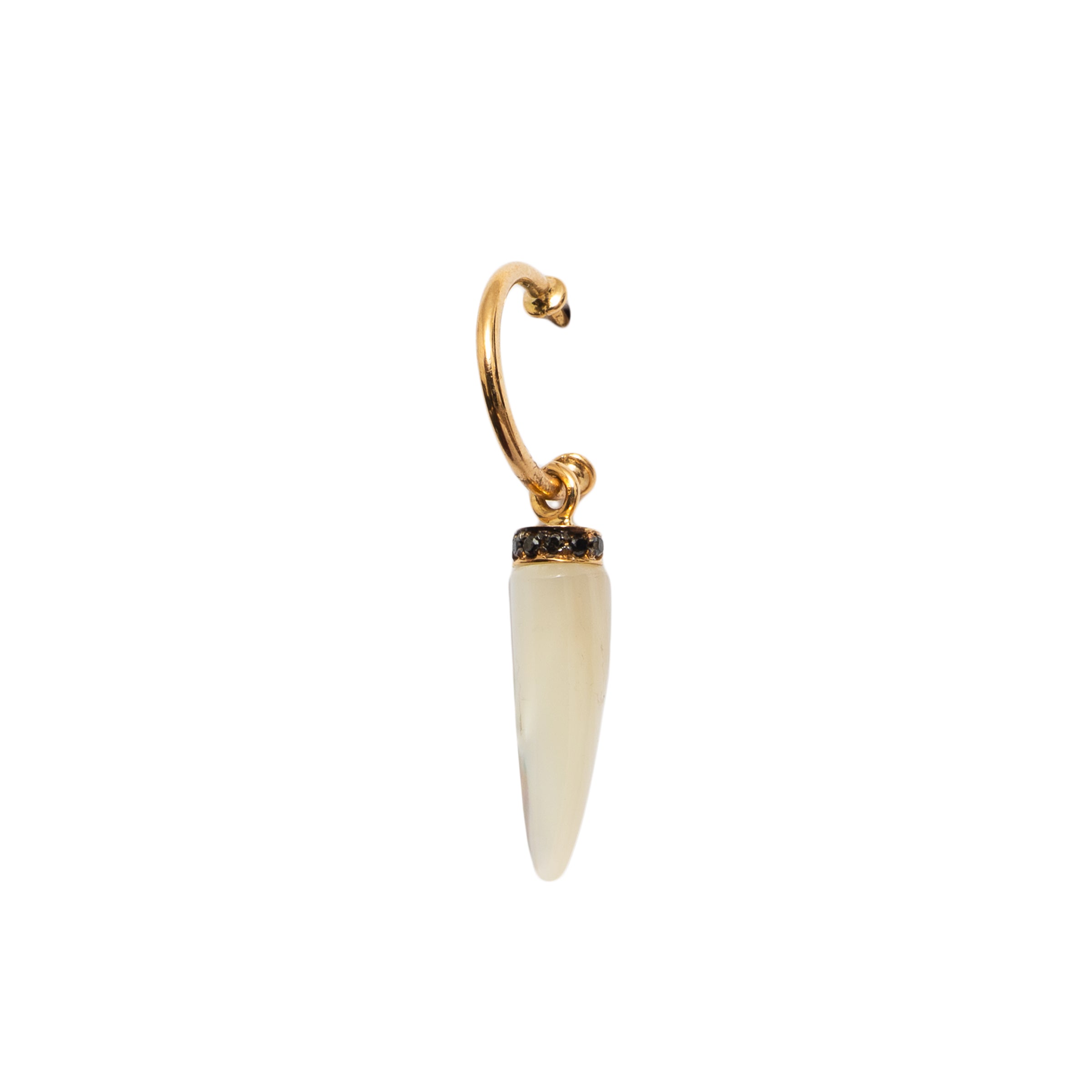 Brinco unitário (1 pé de brinco) argola ouro 18k com chifre madrepérola