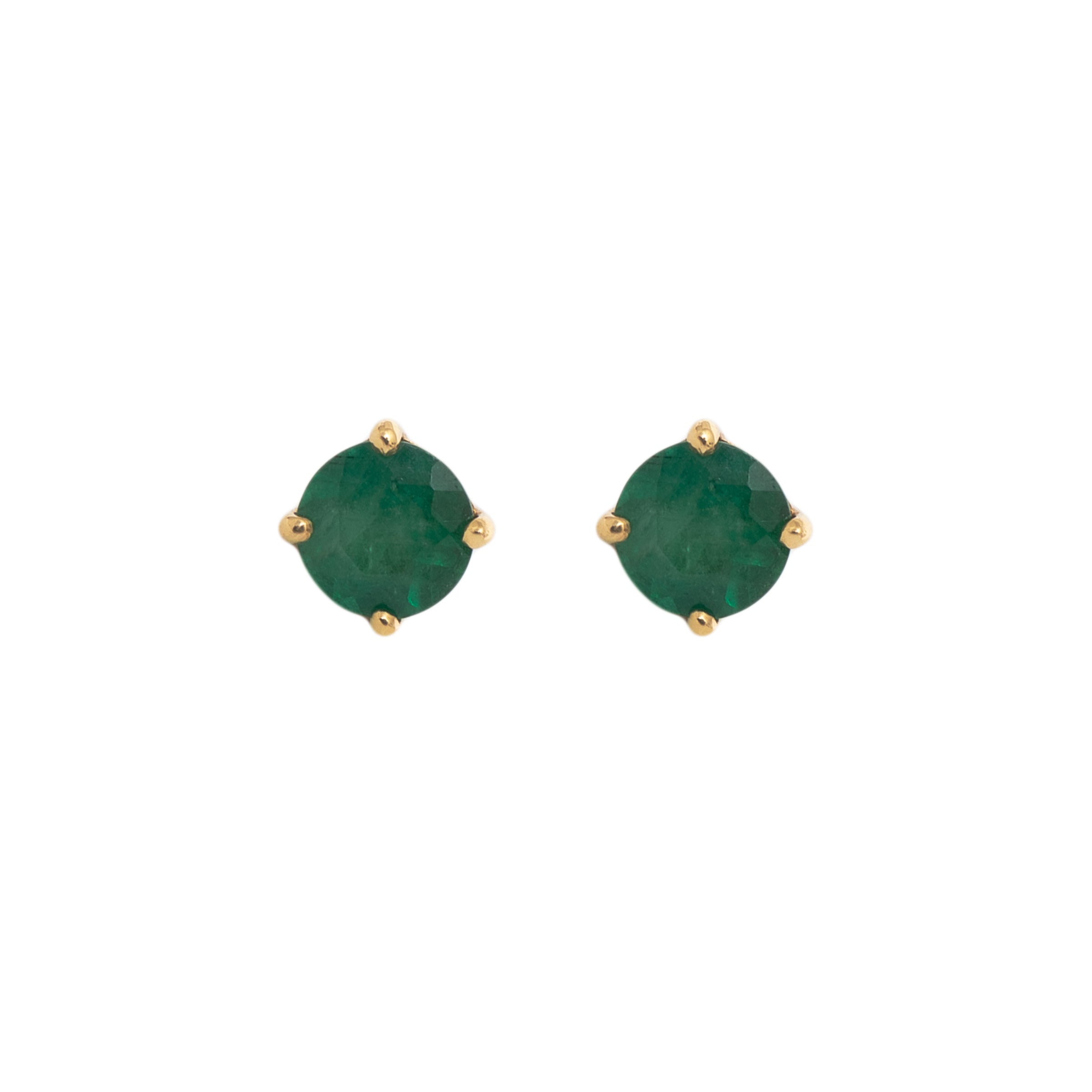 Brinco redondo esmeralda e ouro 18k