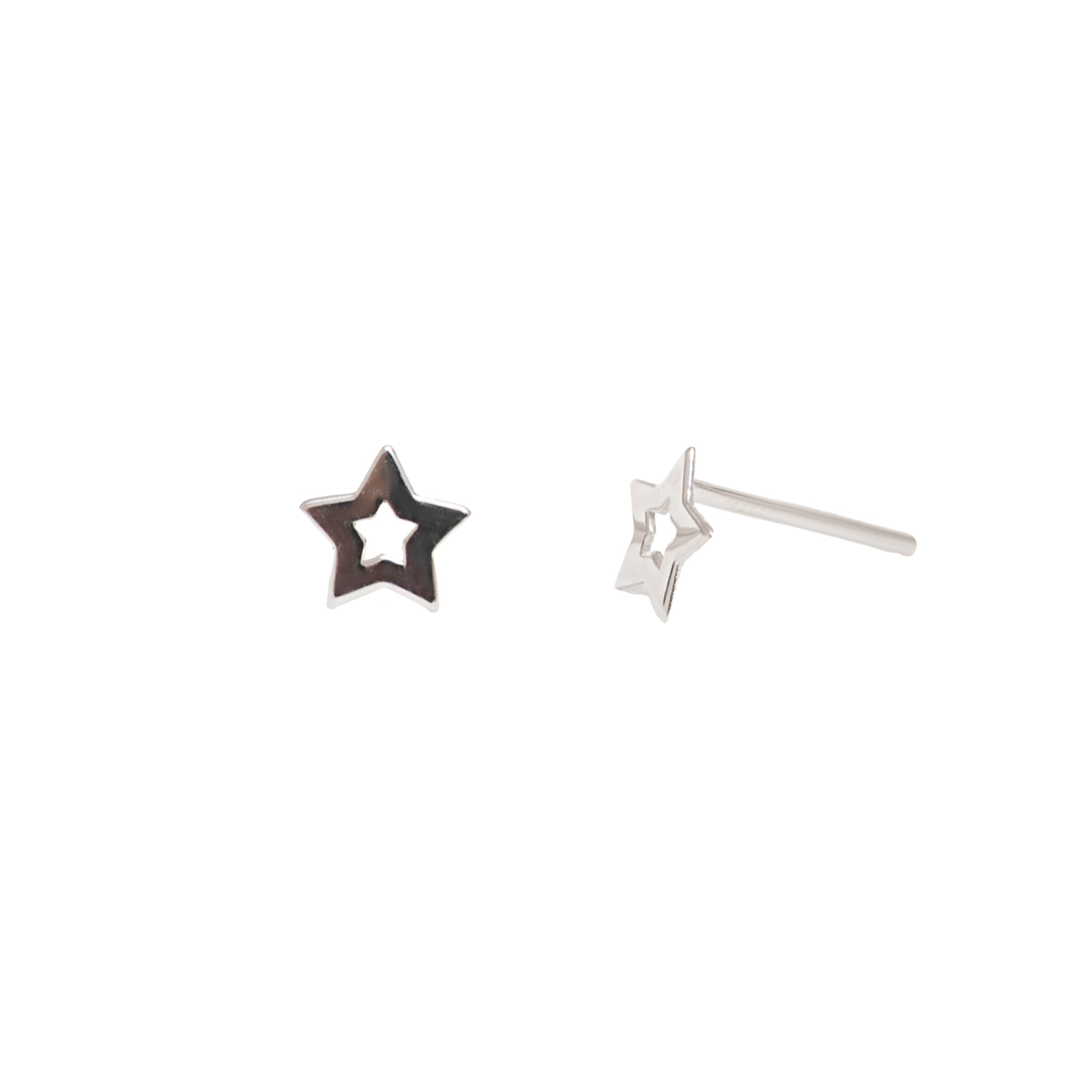 Brinco mini estrela vazada ouro 18k