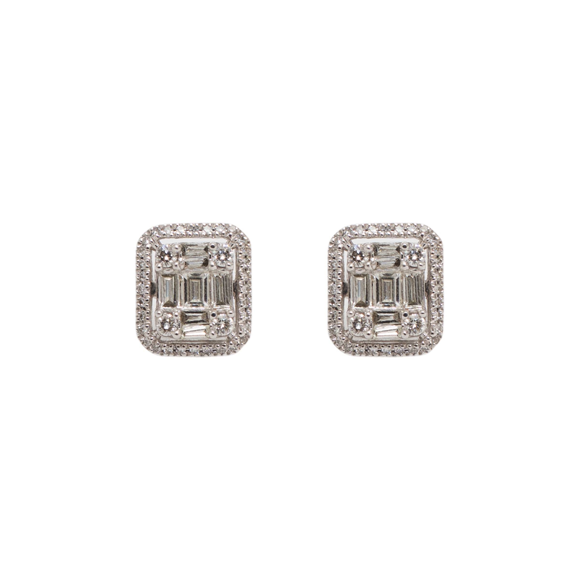 Brinco strong retangulo de diamante e ouro 18k