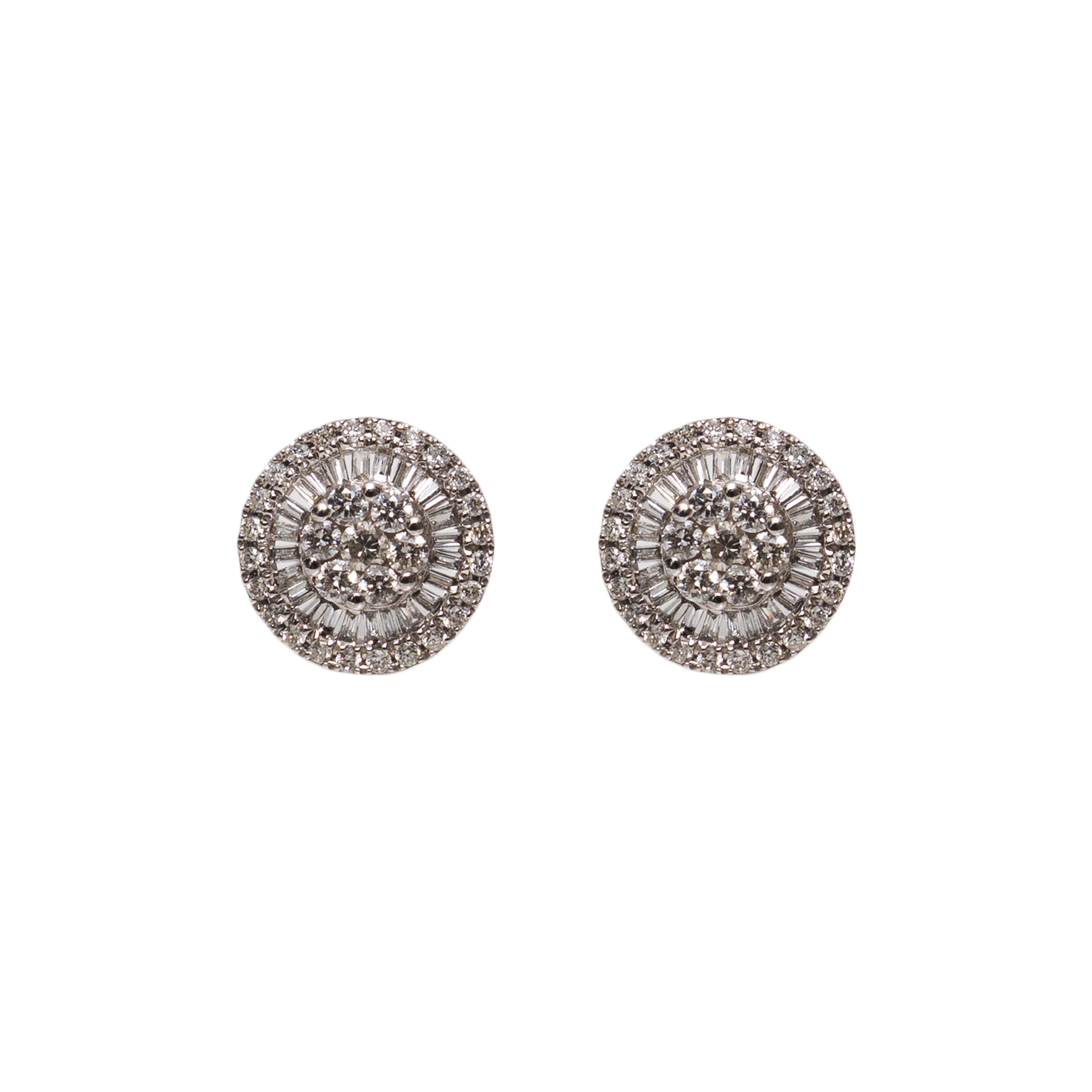Brinco pizza diamante e ouro branco 18k