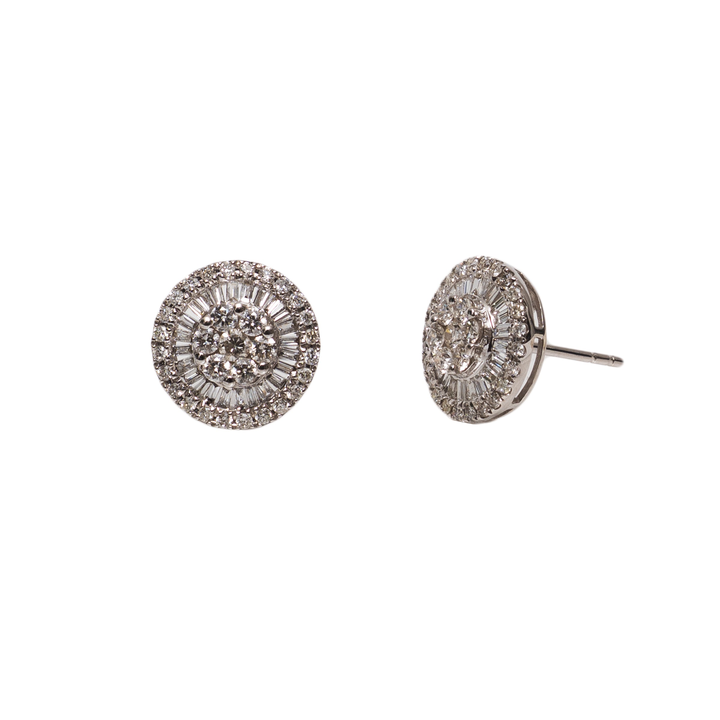 Brinco pizza diamante e ouro branco 18k