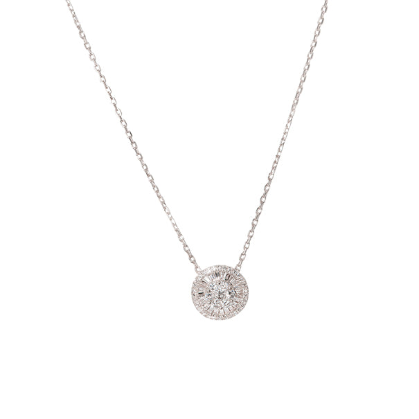 Colar pizza diamante e ouro branco 18k