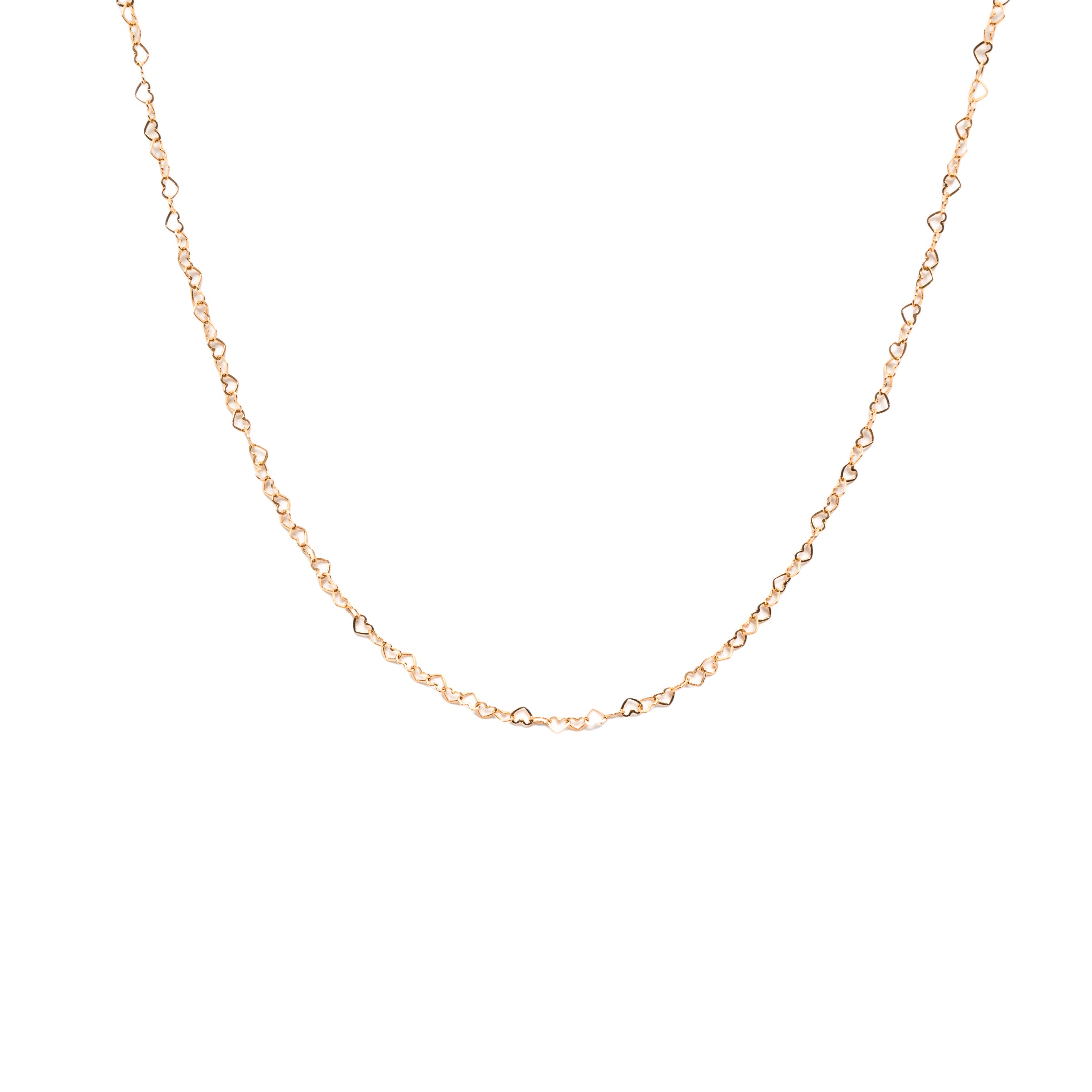 Colar Love mini corações finos ouro 18k