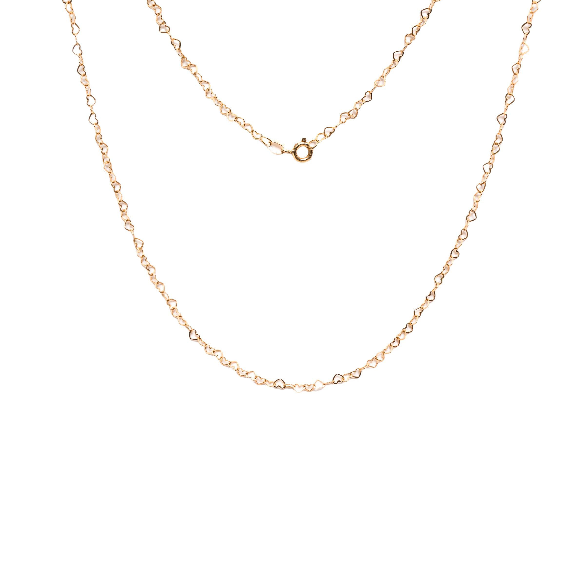 Colar Love mini corações finos ouro 18k