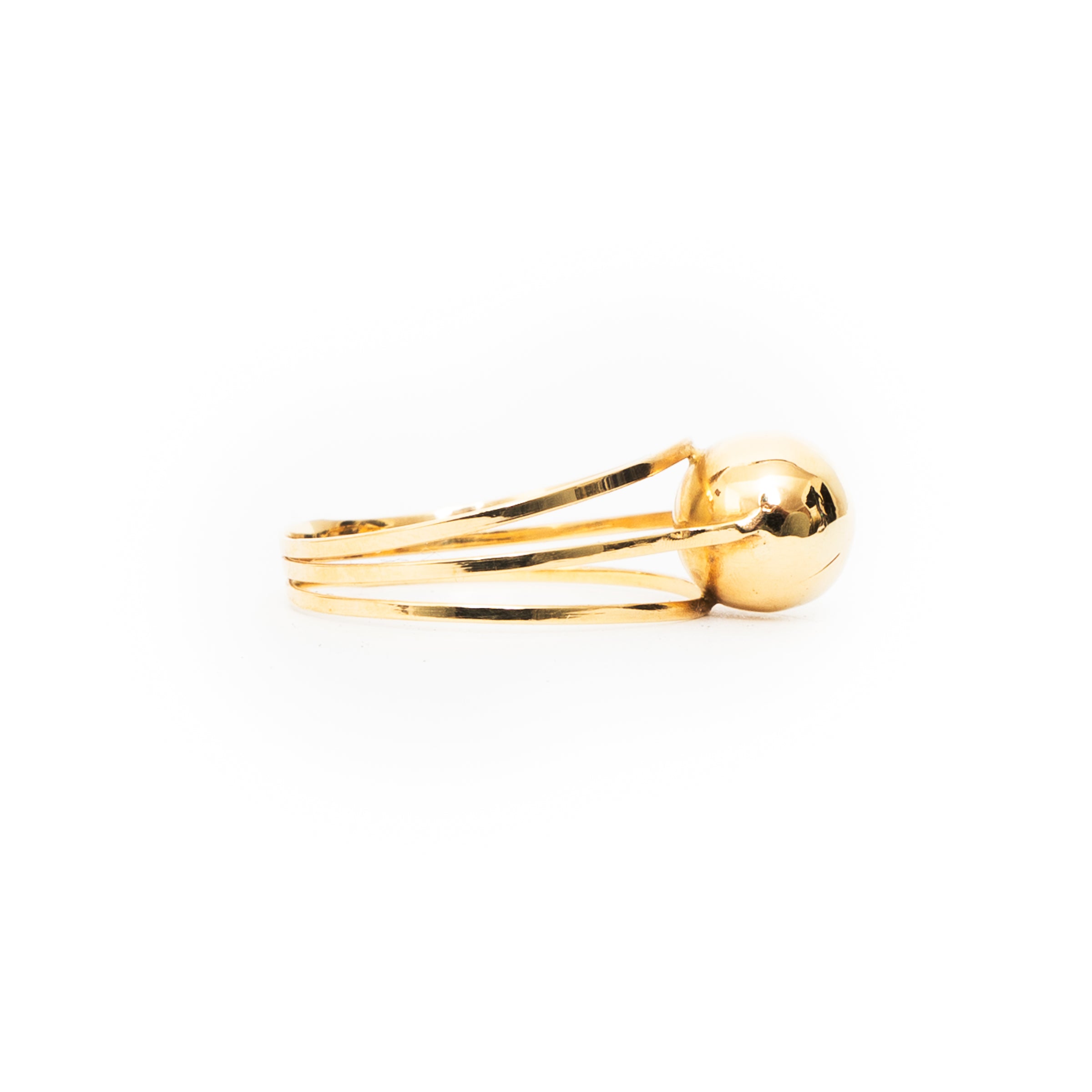 Anel 3 Aros e 1 Bola Ouro 18k