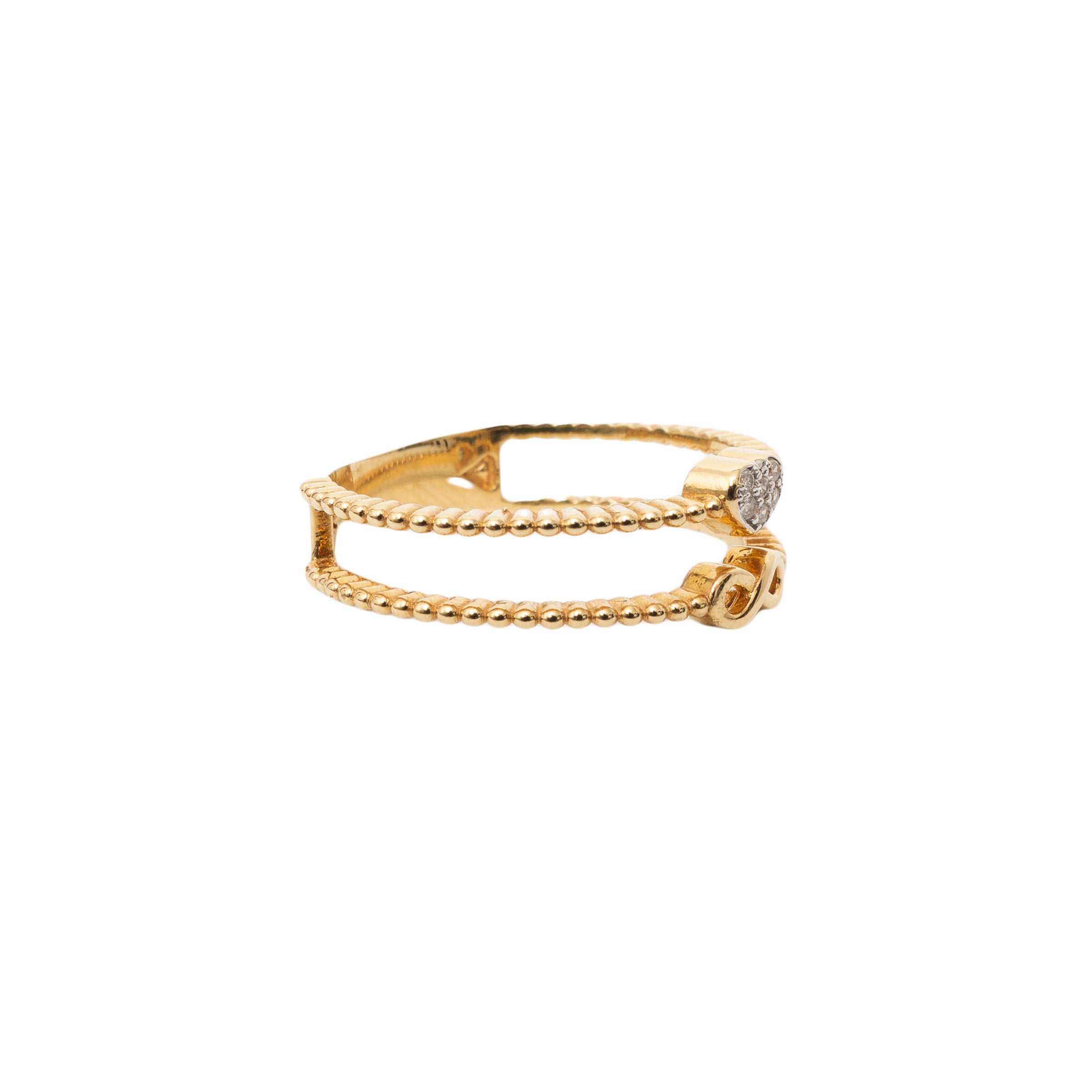 Anel Infinito e Coração com Diamante em Ouro 18K