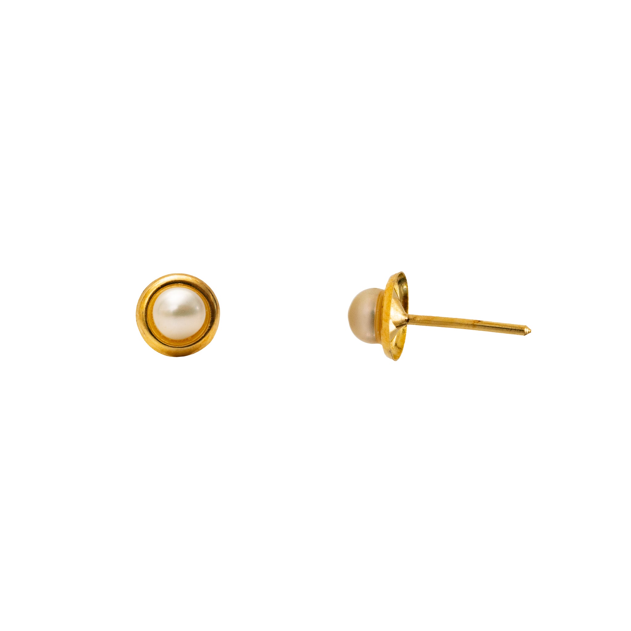 Brinco Infantil Pérola Roseta Ouro 18k