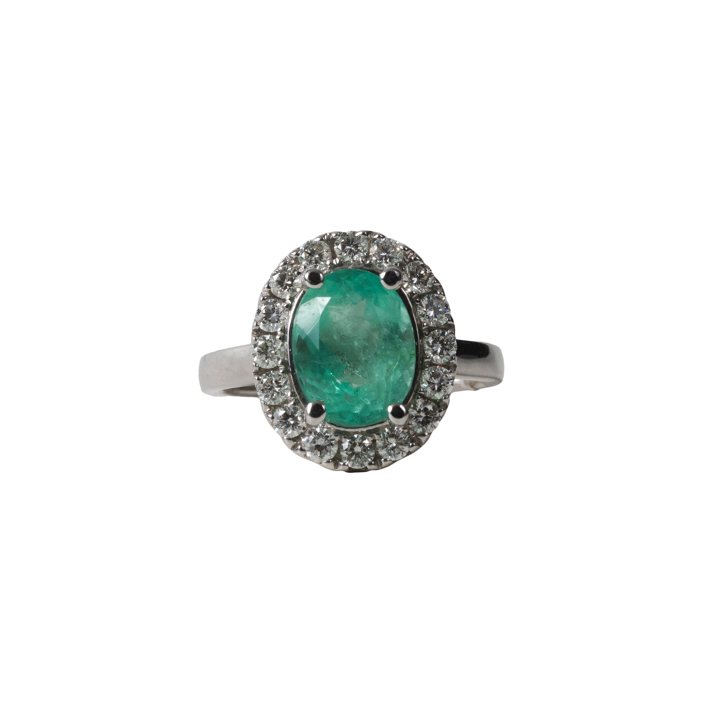 Anel Esmeralda Colombiana com Diamante e Ouro 18k