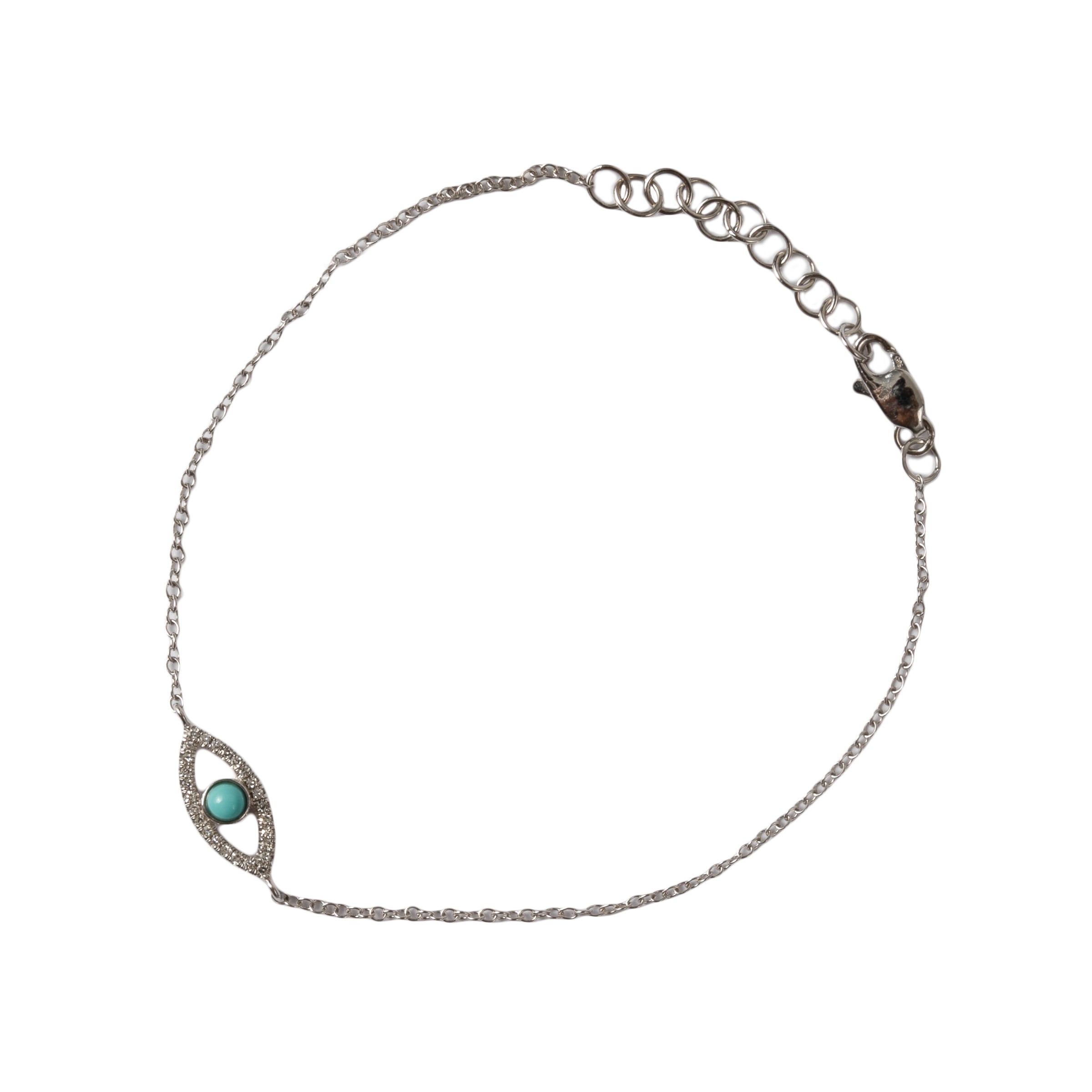 Pulseira Olho Grego Turquesa e Diamantes