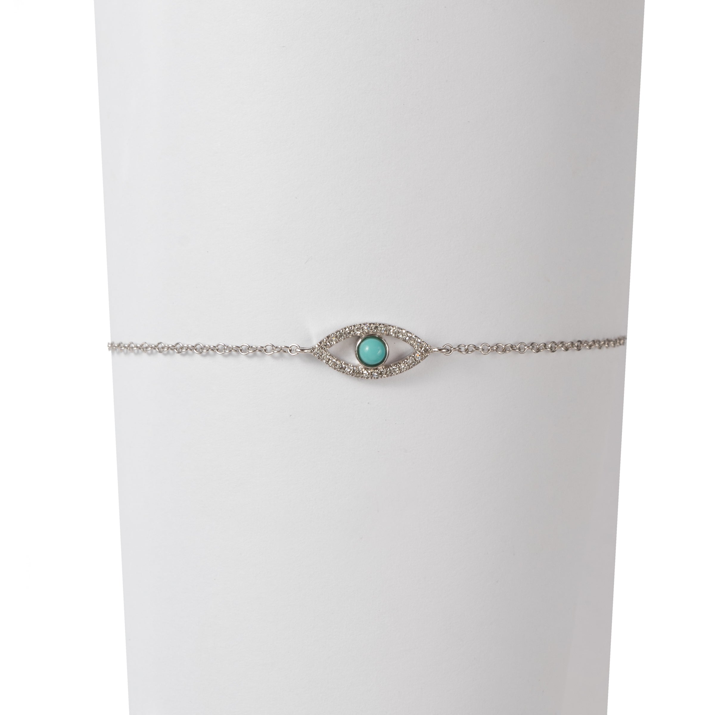 Pulseira Olho Grego Turquesa e Diamantes