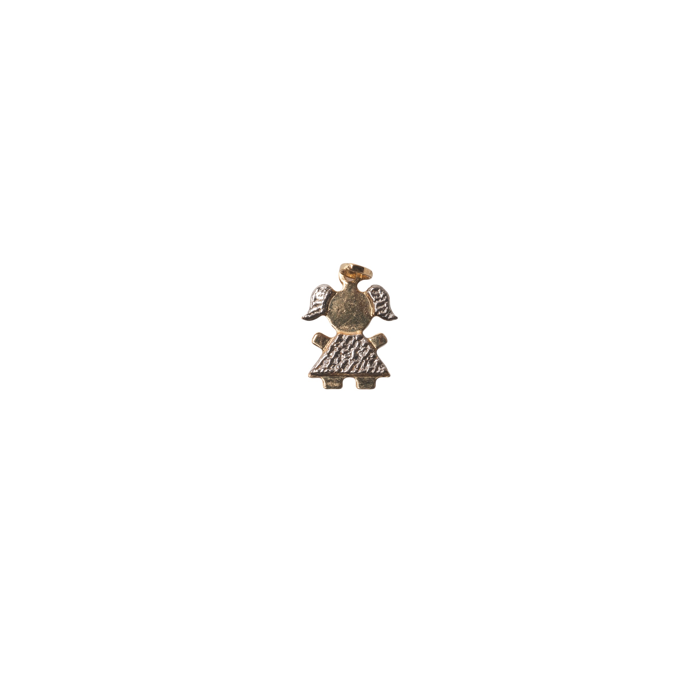 Pingente Menina Trabalhado Liso/Diamantado em Ouro 18K