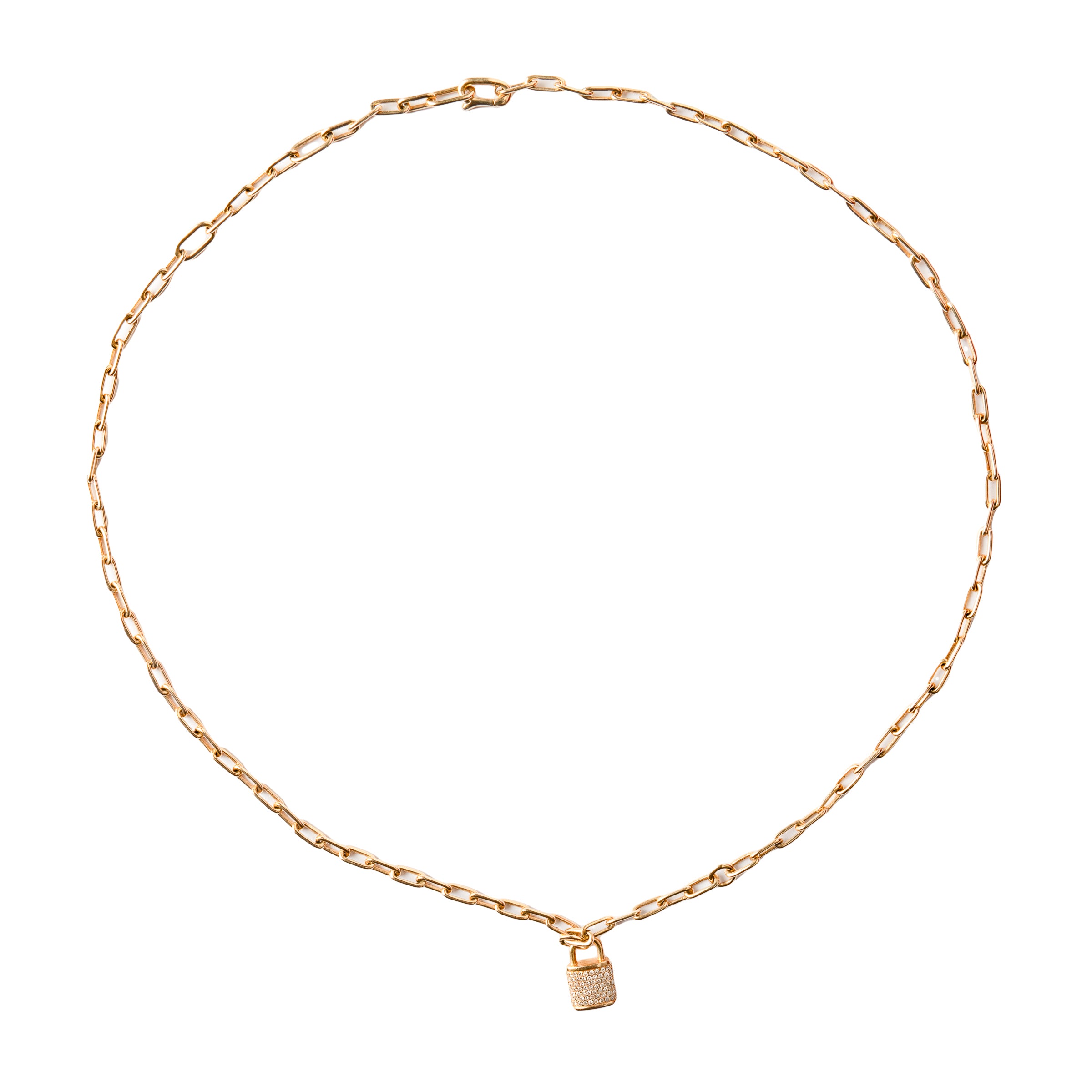 Colar Cadeado Corrente Cartier com Diamante e Ouro 18K