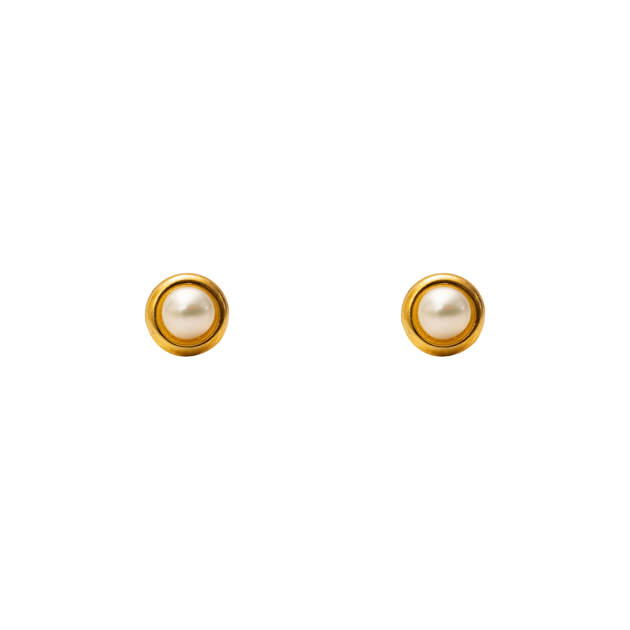 Brinco Infantil Pérola Roseta Ouro 18k