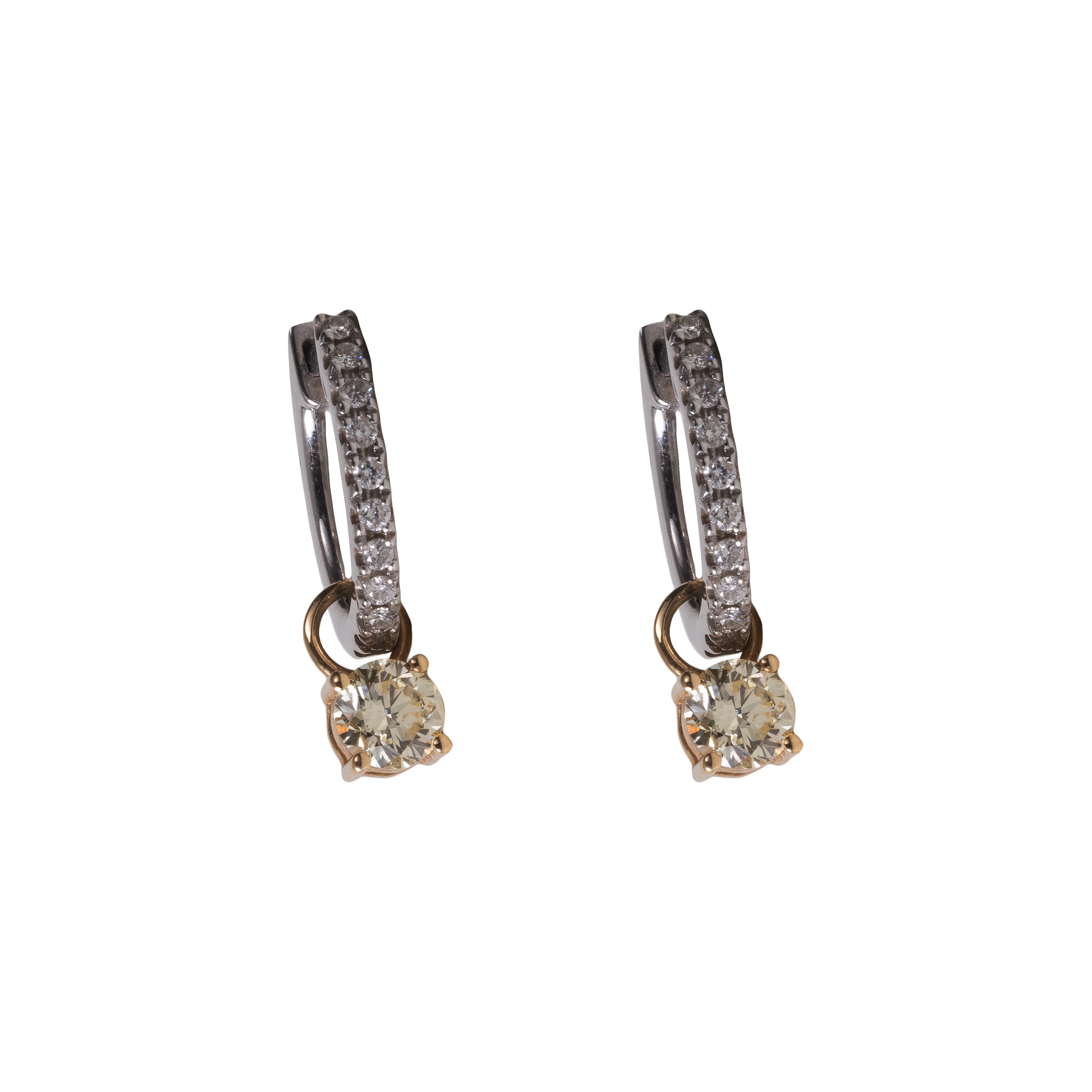 Brinco Argola Diamantes Yellow e Ouro 18k