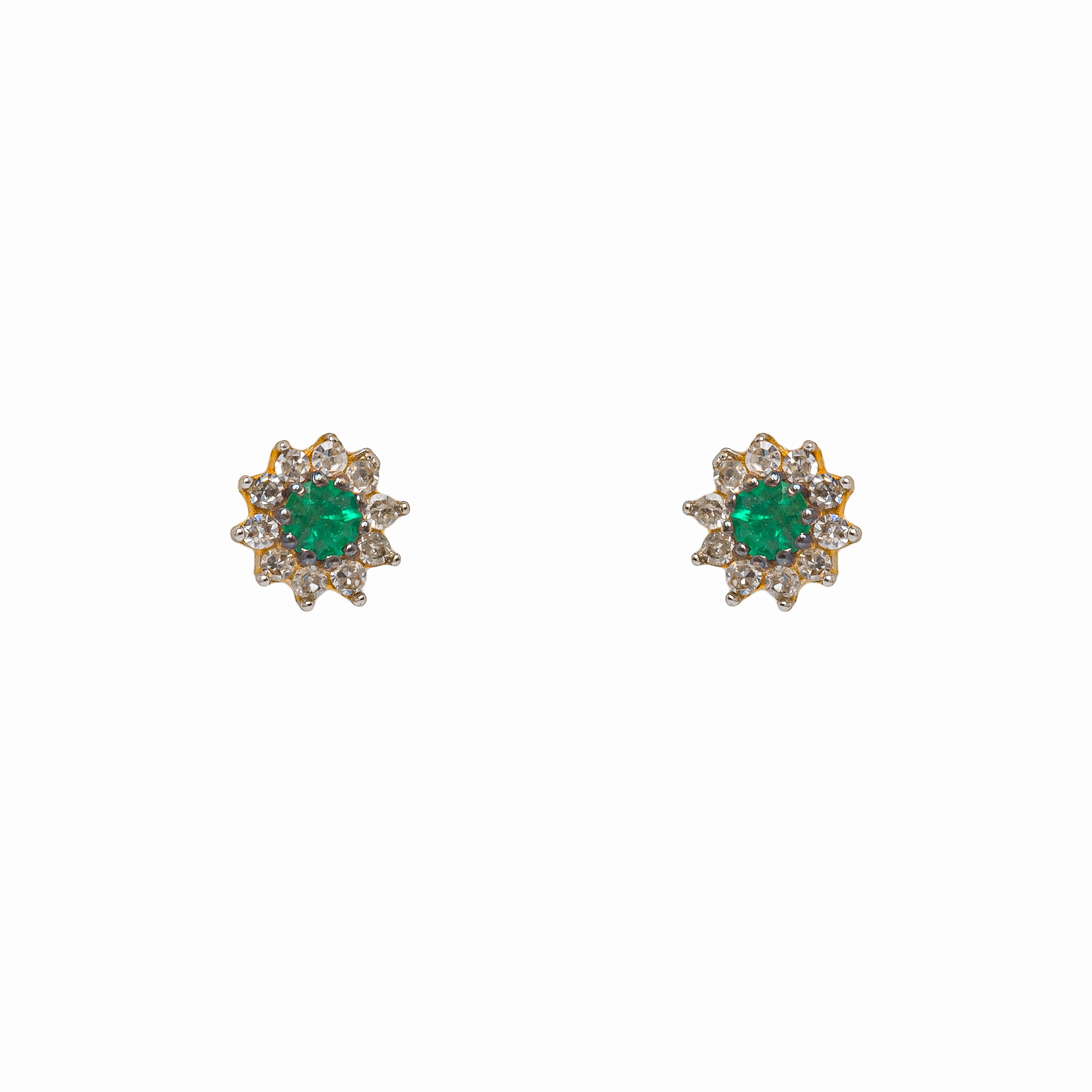 Brinco Infantil Classic de Esmeralda e Diamante Ouro 18K