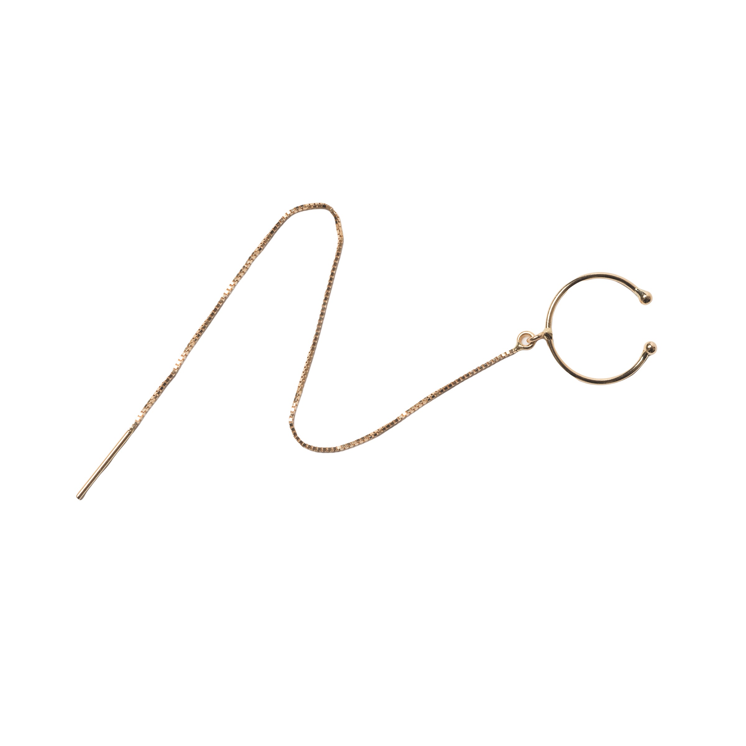 Piercing Argola com Corrente e Palito Ouro 18K