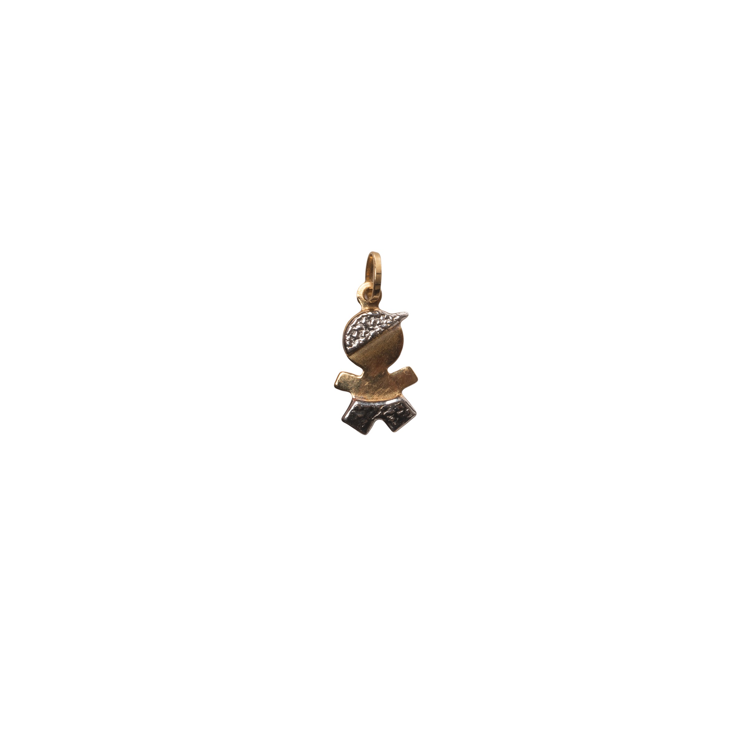 Pingente Menino Trabalhado Liso/Diamantado em Ouro 18K