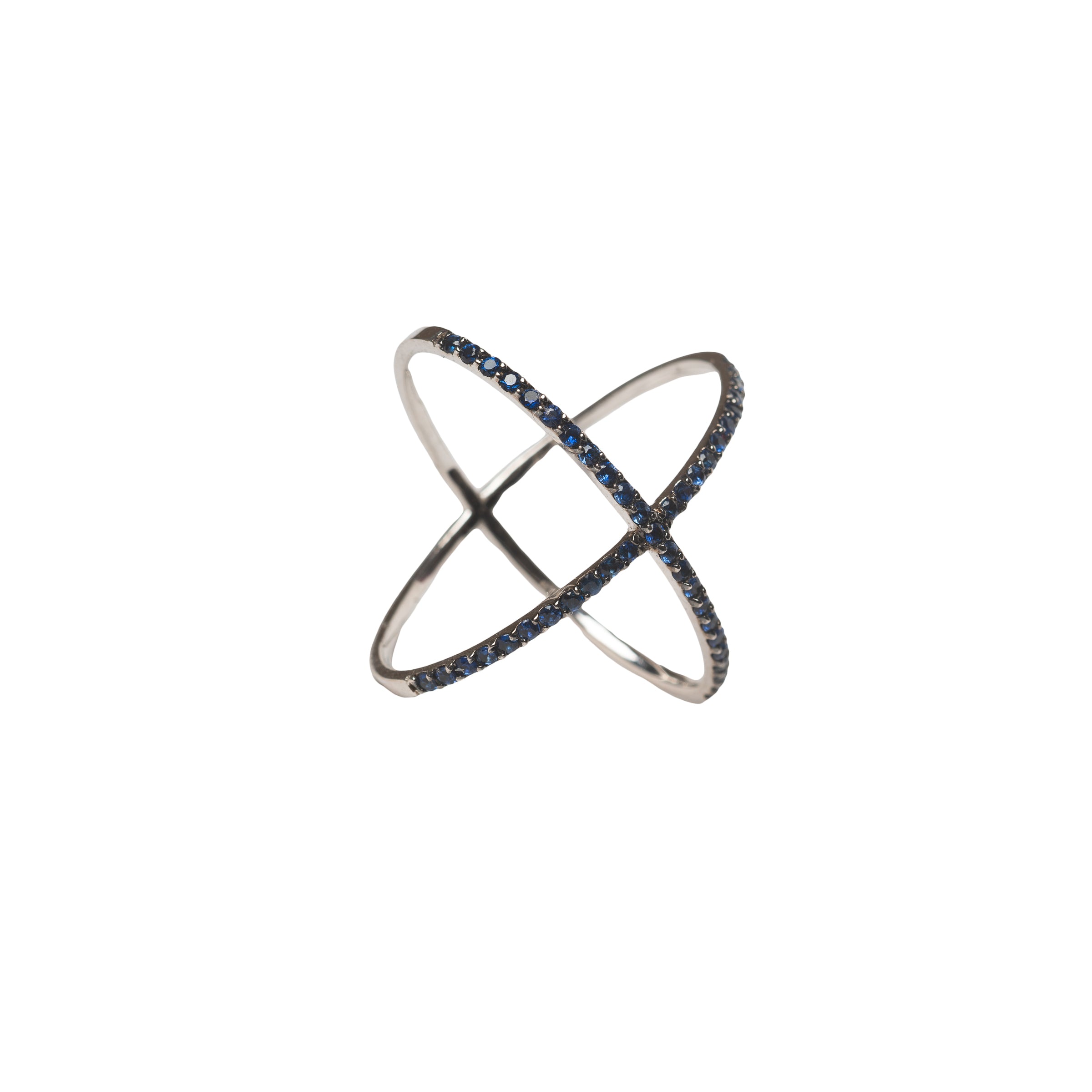 Anel Aro Safira e Ouro 18K