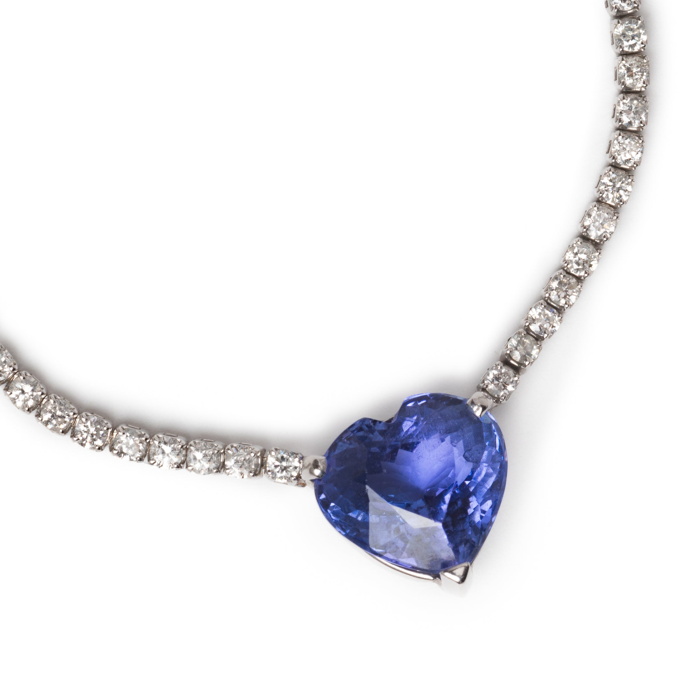 Colar Riviera Ajustável Heart Tanzanita Ouro 18k