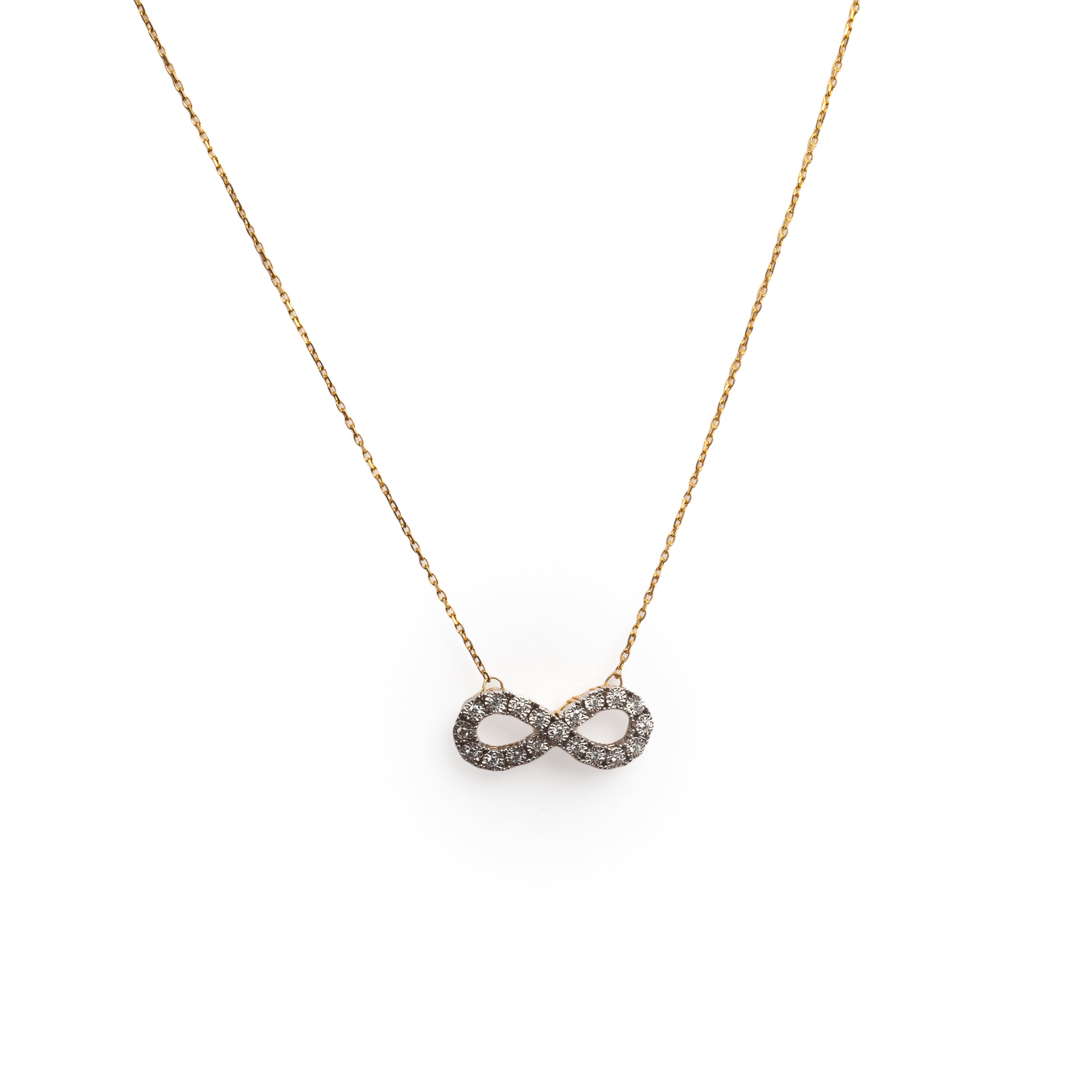 Colar Ouro 18K com Pingente Infinito em Diamante