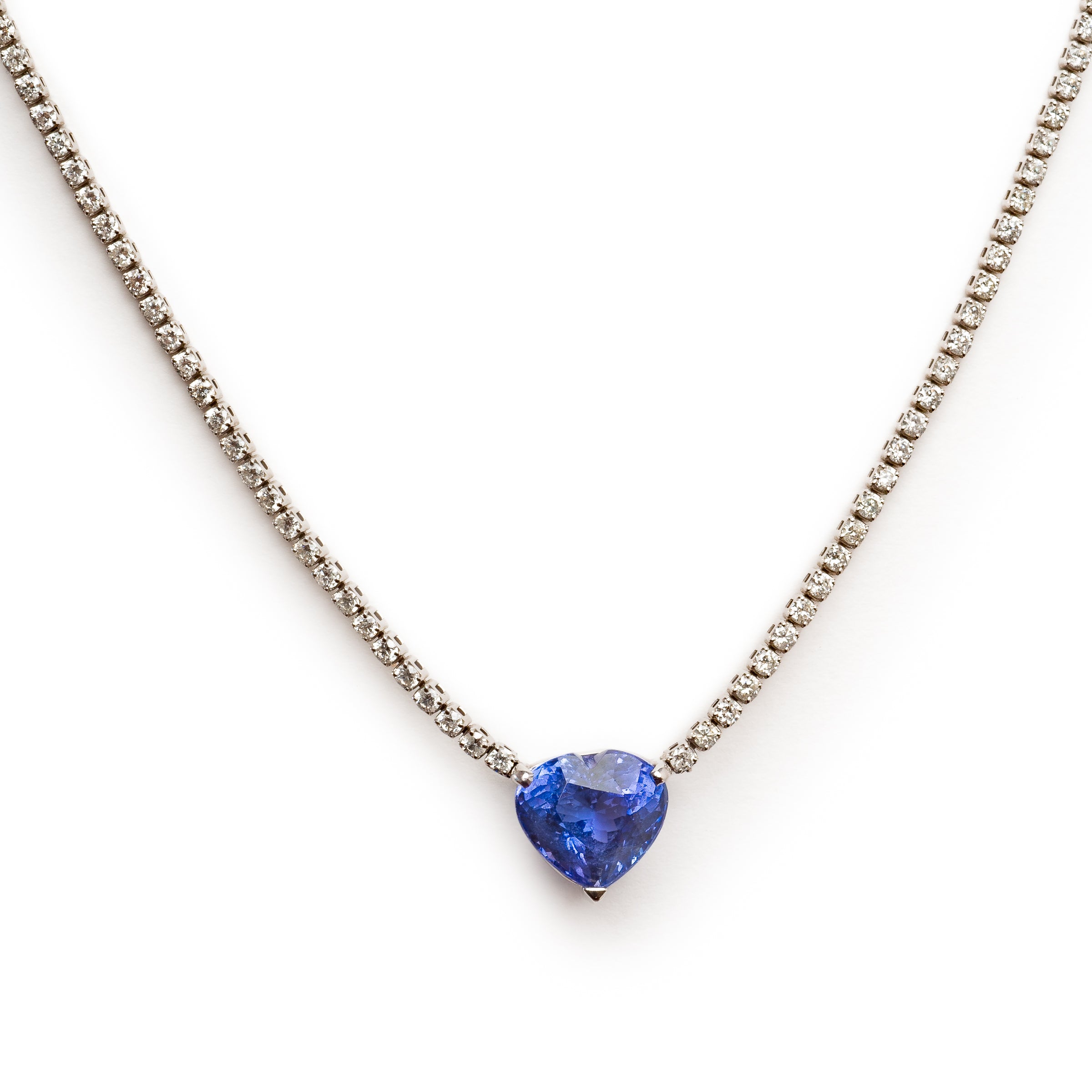 Colar Riviera Ajustável Heart Tanzanita Ouro 18k