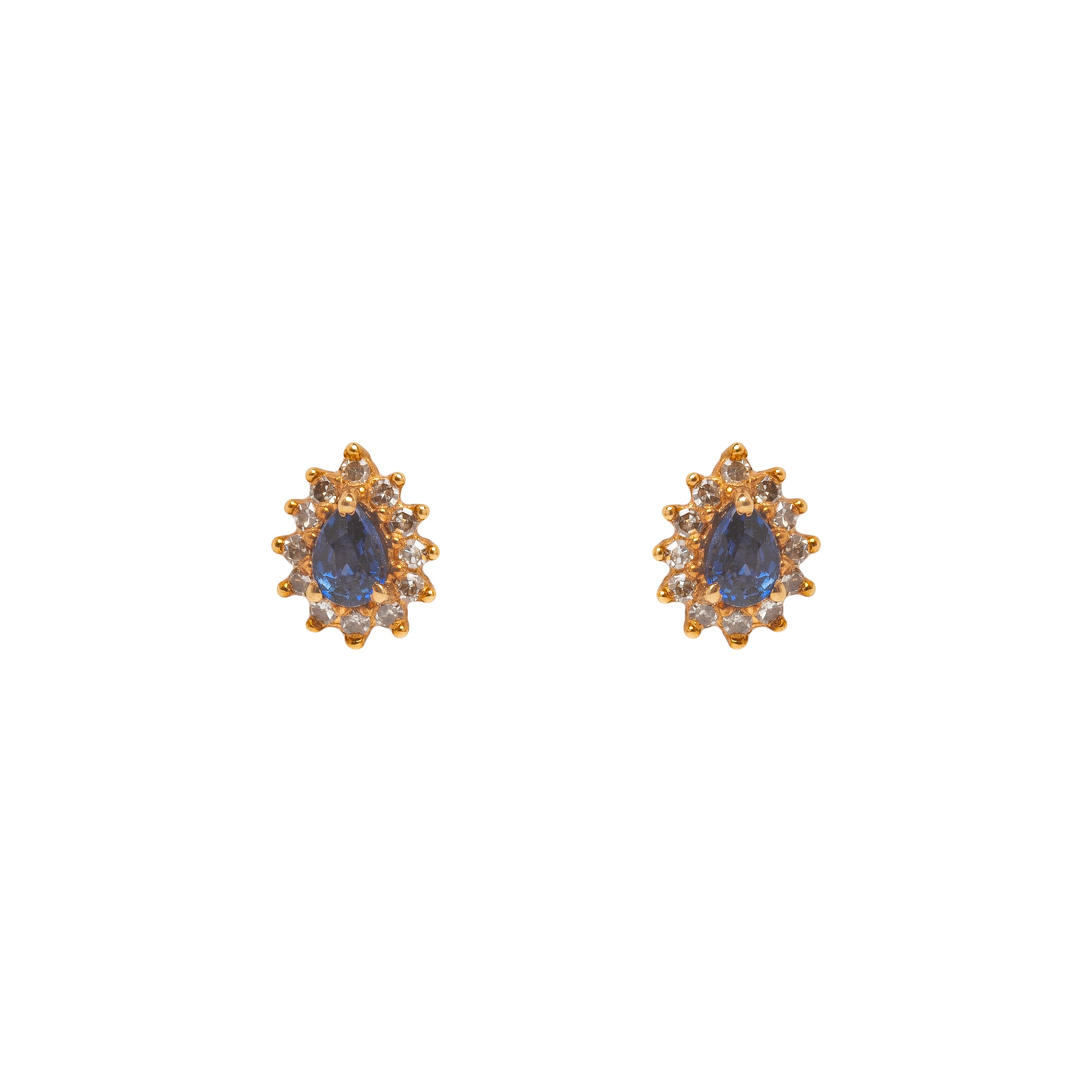 Brinco Infantil Classic Gota de Safira e Diamante Ouro 18K