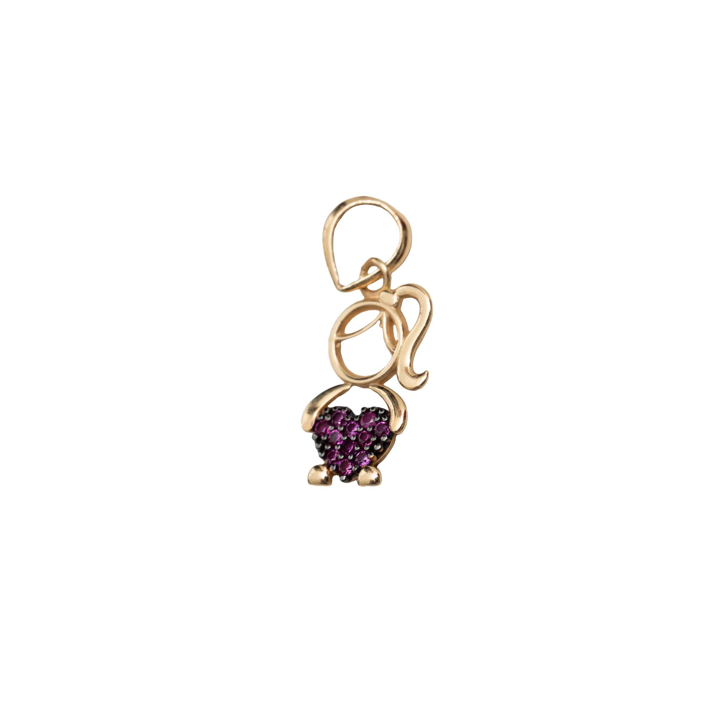 Pingente Menina Coração Zircônia Rosa em Ouro 18K