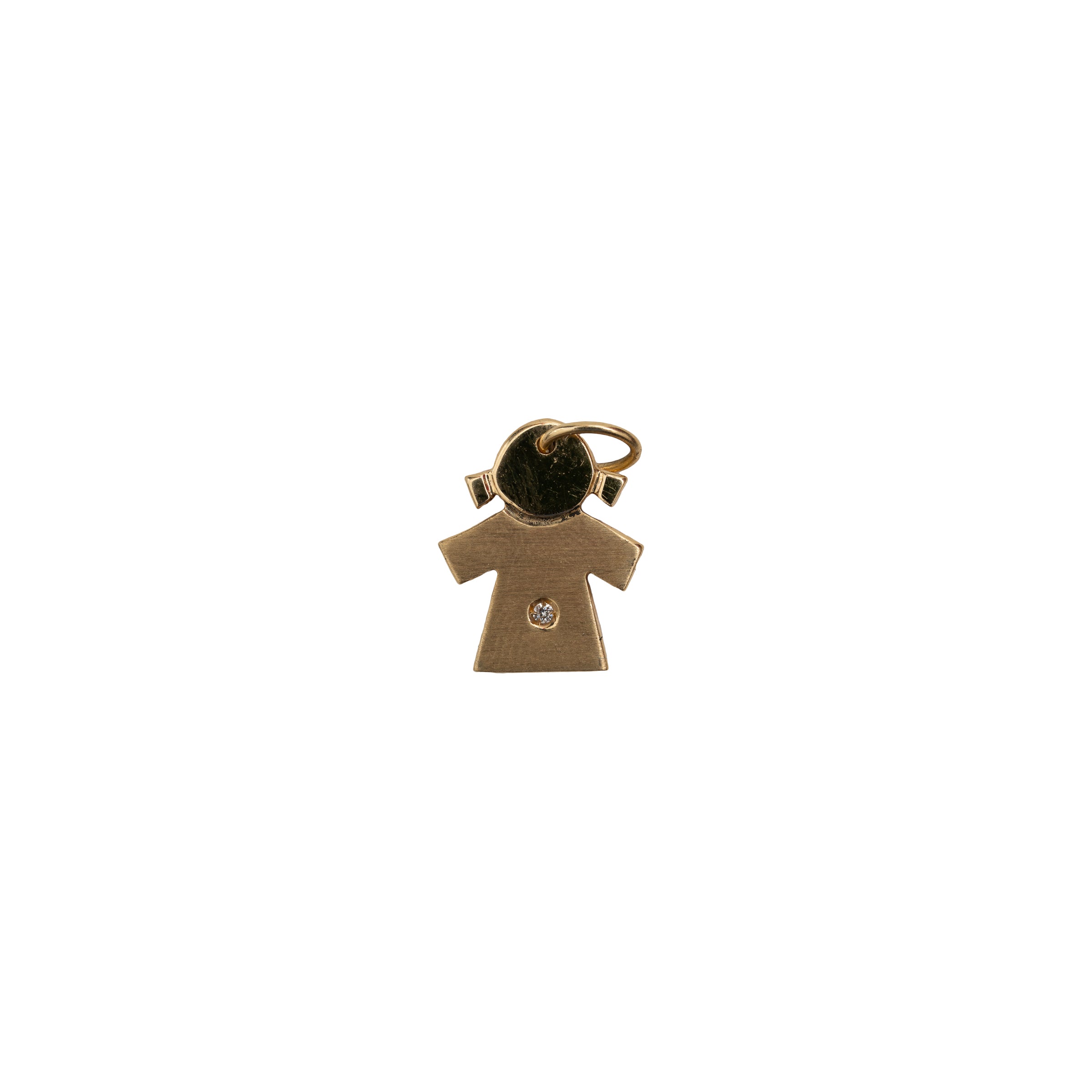 Pingente Menina 1 Ponto Diamante em Ouro 18K