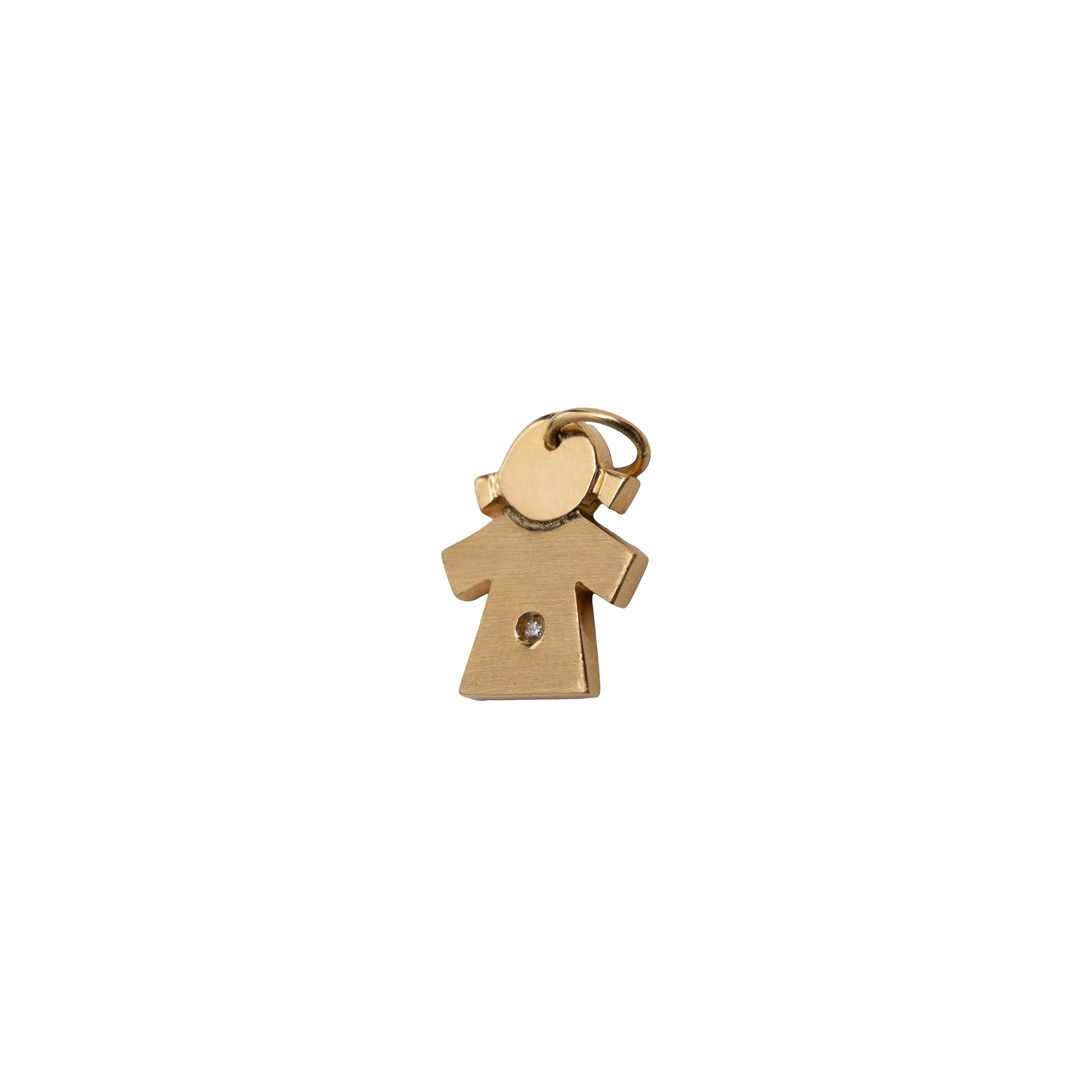 Pingente Menina 1 Ponto Diamante em Ouro 18K
