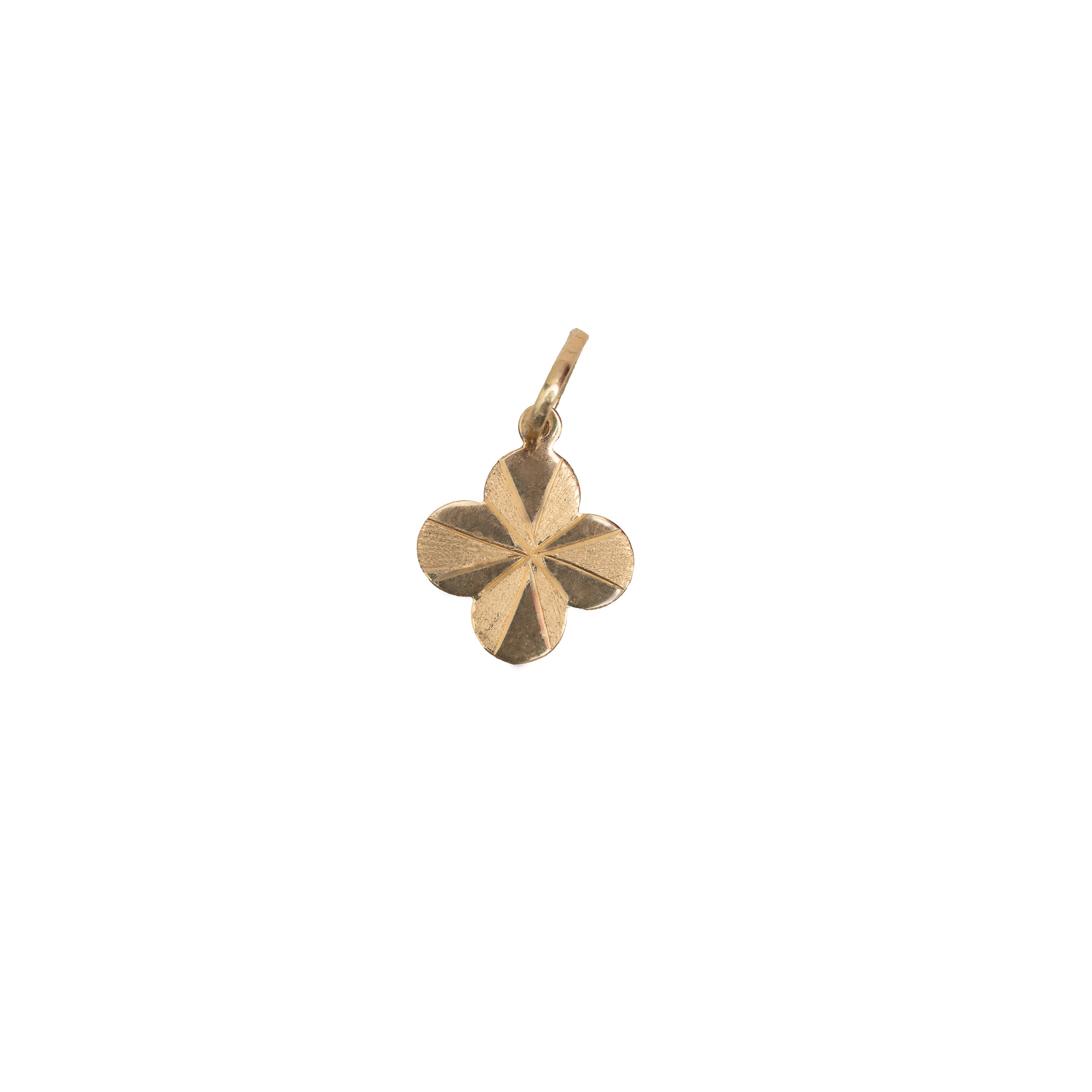 Pingente Trevo Liso Fosco Diamantado Ouro 18K