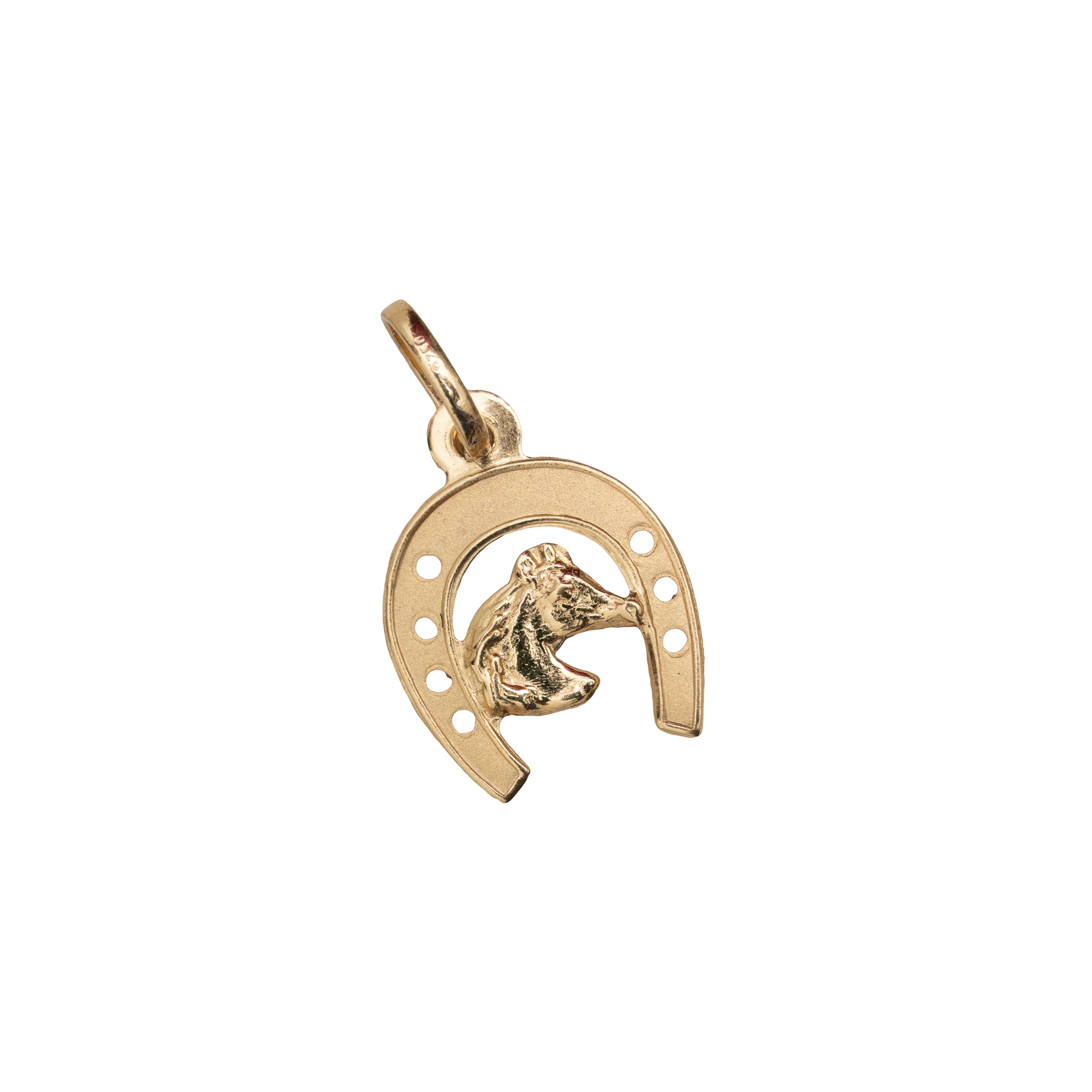 Pingente Ferradura com Cavalo Ouro 18K