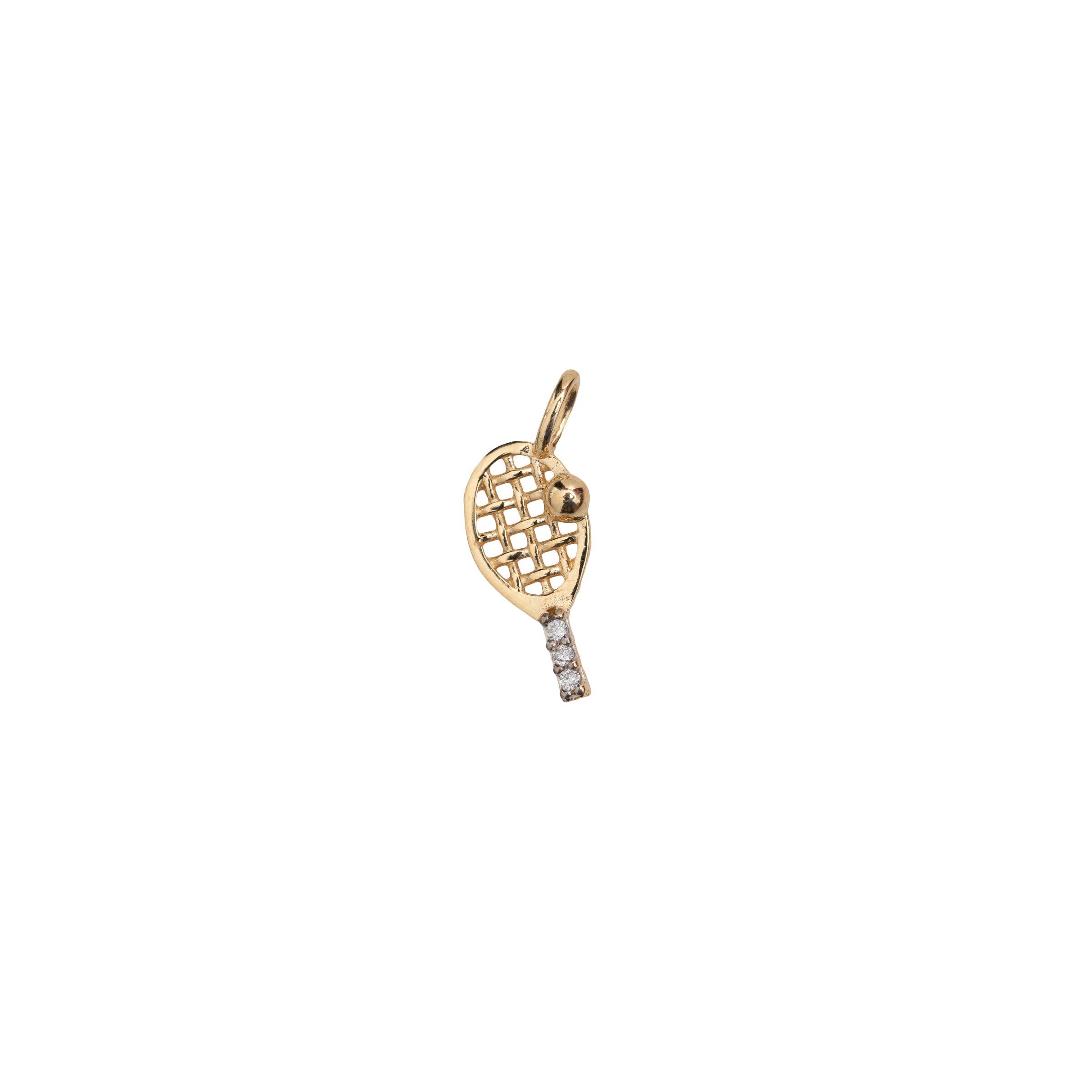 Pingente Raquete Tênis/Beach Tênis com Diamante Ouro 18K