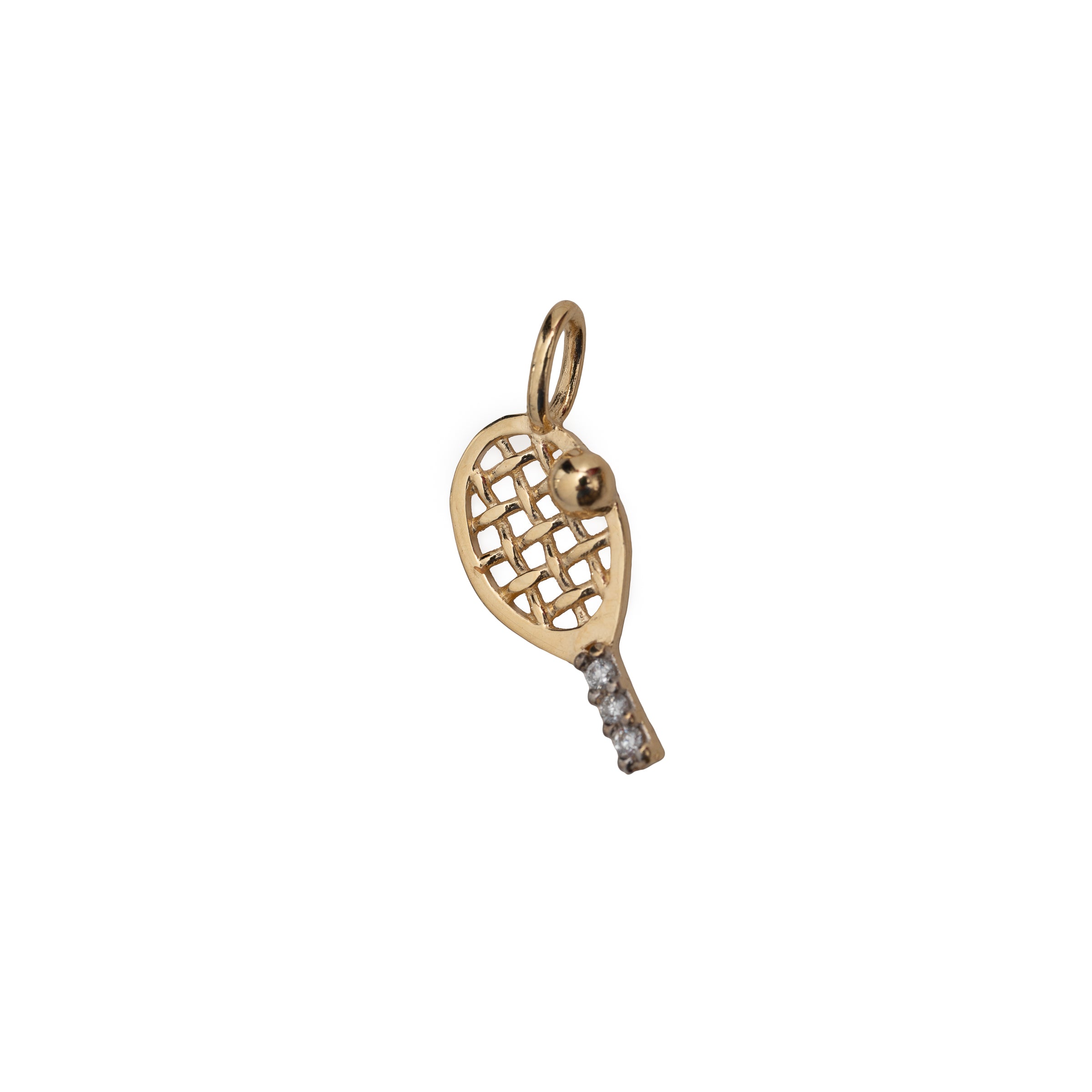Pingente Raquete Tênis/Beach Tênis com Diamante Ouro 18K