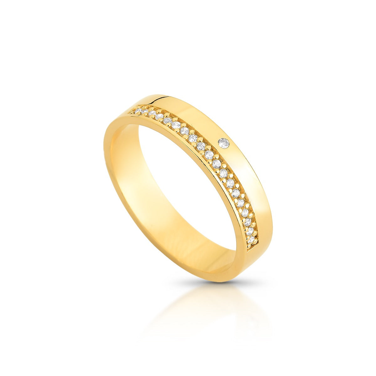 Aliança Reta 5,6mm com Diamante