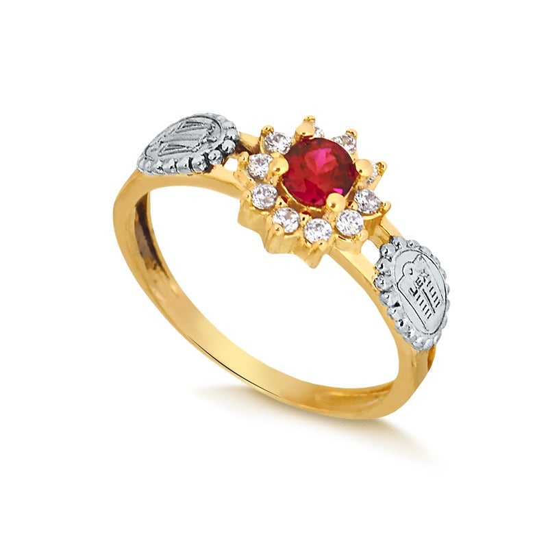 Anel de Formatura Redondo em Ouro 18K – Esmeralda, Rubi ou Safira Azul
