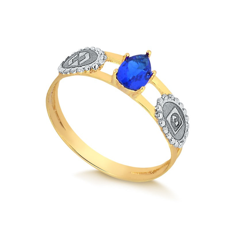 Anel de Formatura Gota em Ouro 18K – Esmeralda, Rubi ou Safira Azul