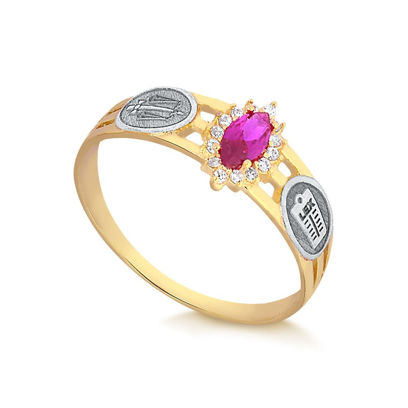 Anel de Formatura Navete em Ouro 18K – Esmeralda, Rubi ou Safira Azul