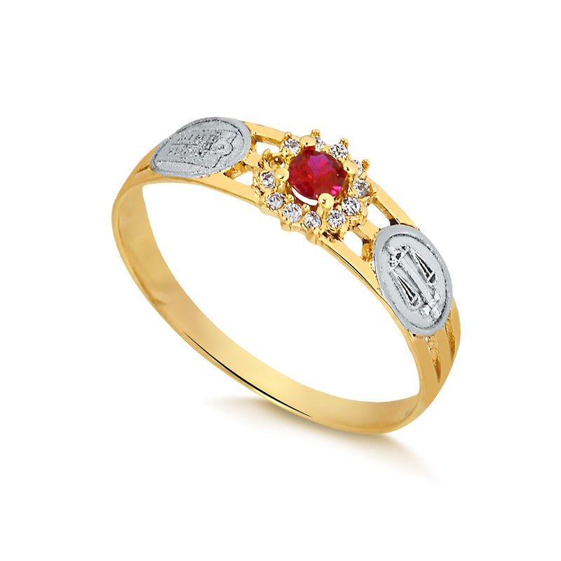 Anel de Formatura Redondo em Ouro 18K – Esmeralda, Rubi ou Safira Azul