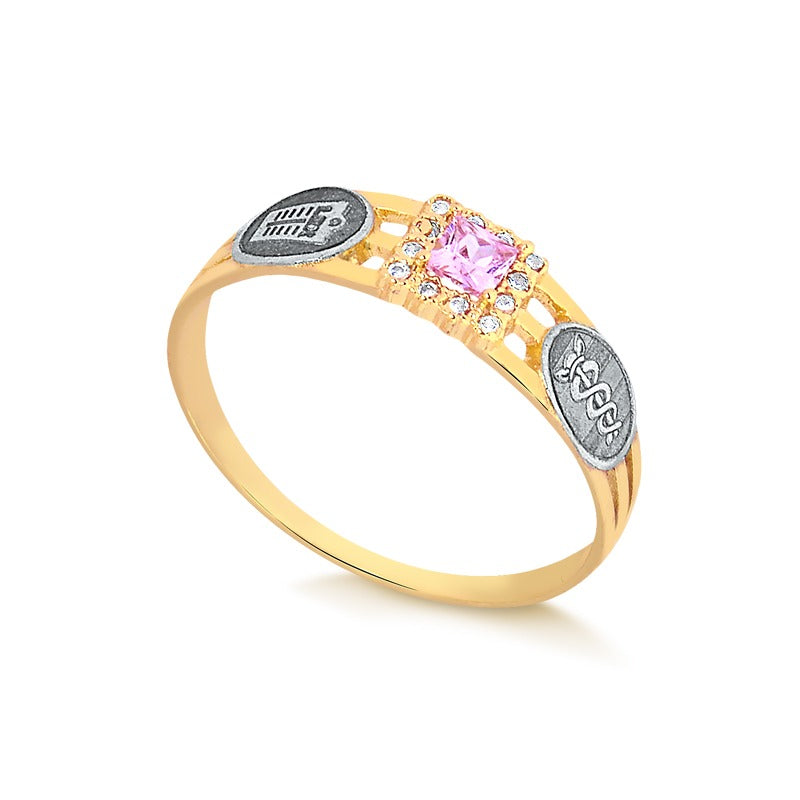 Anel de Formatura Quadrado em Ouro 18K – Esmeralda, Rubi ou Safira Azul