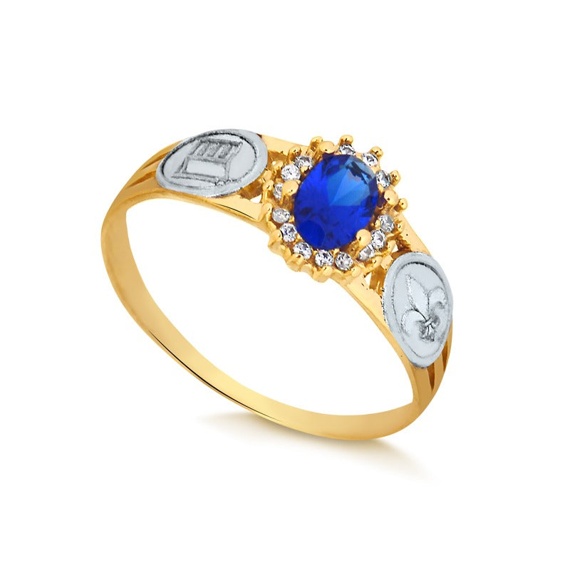 Anel de Formatura Oval em Ouro 18K – Esmeralda, Rubi ou Safira Azul